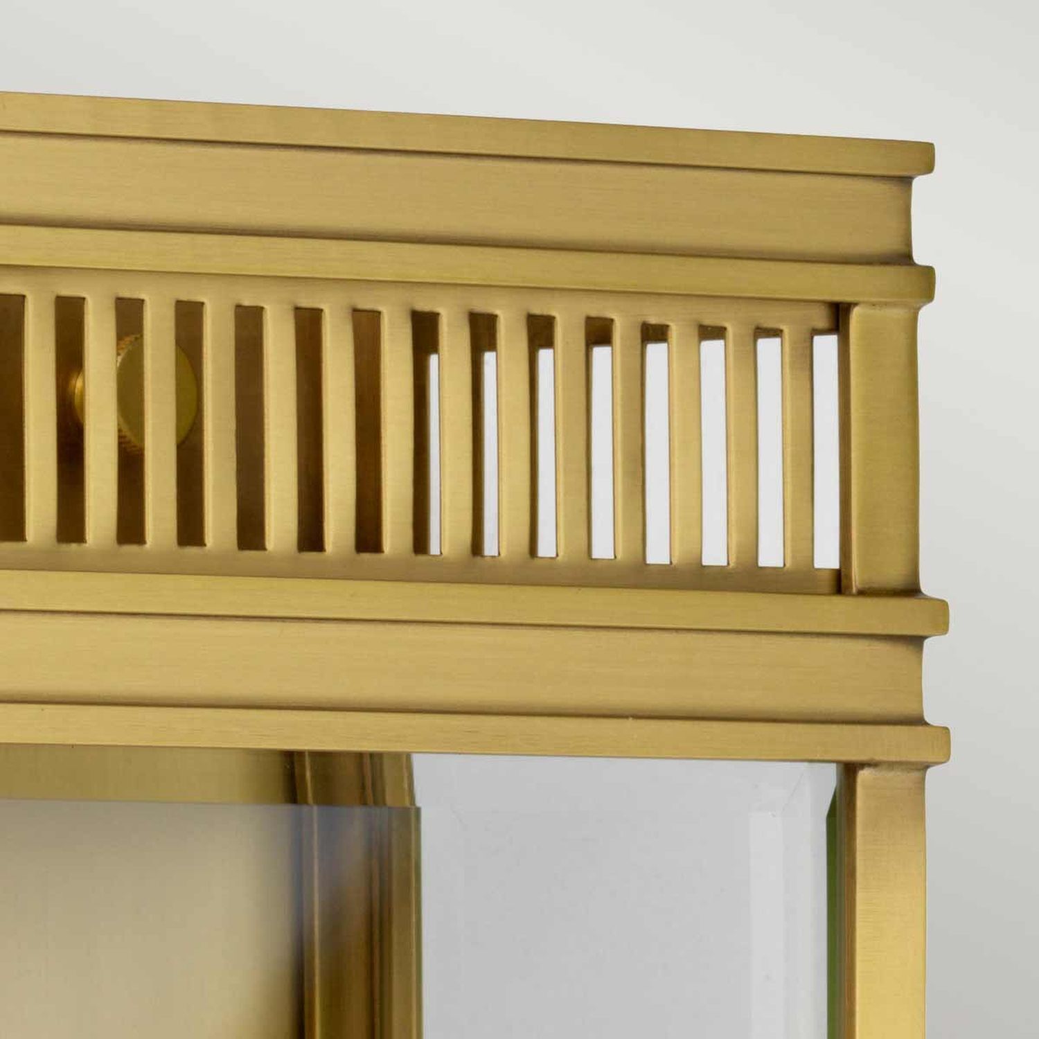 Außenleuchte aus Messing Glas IP44 31 cm hoch 2x E14 Holz, Mobiliar