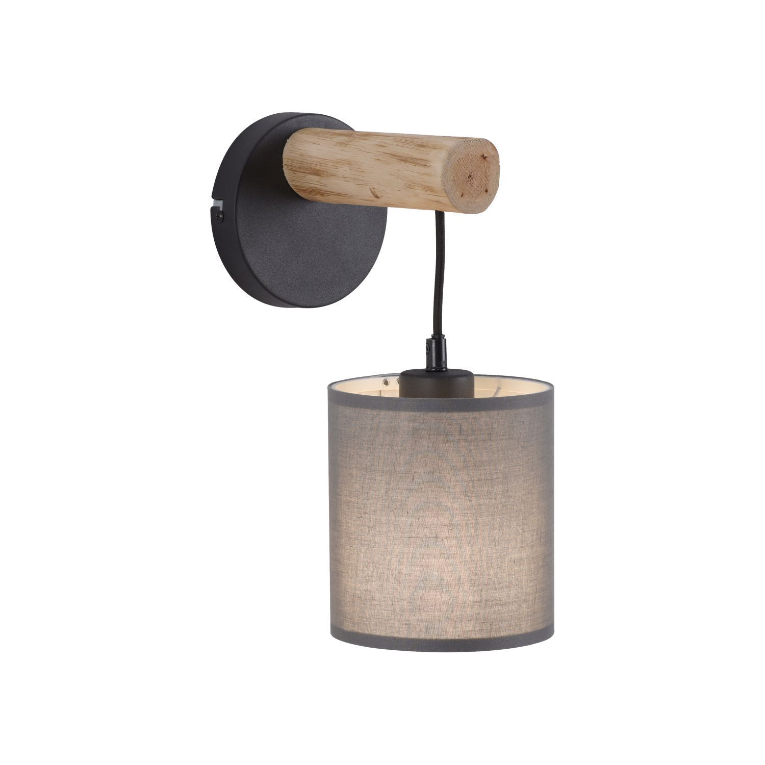 Gemütliche Wandleuchte Stoffschirm Holz H:29,5 cm E27 Lampe