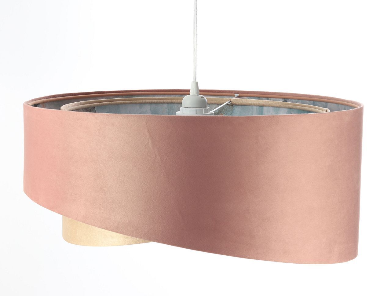 Pendelleuchte Rosa Beige Hellblau Ø 50 cm Stoffschirm E27 Lampe
