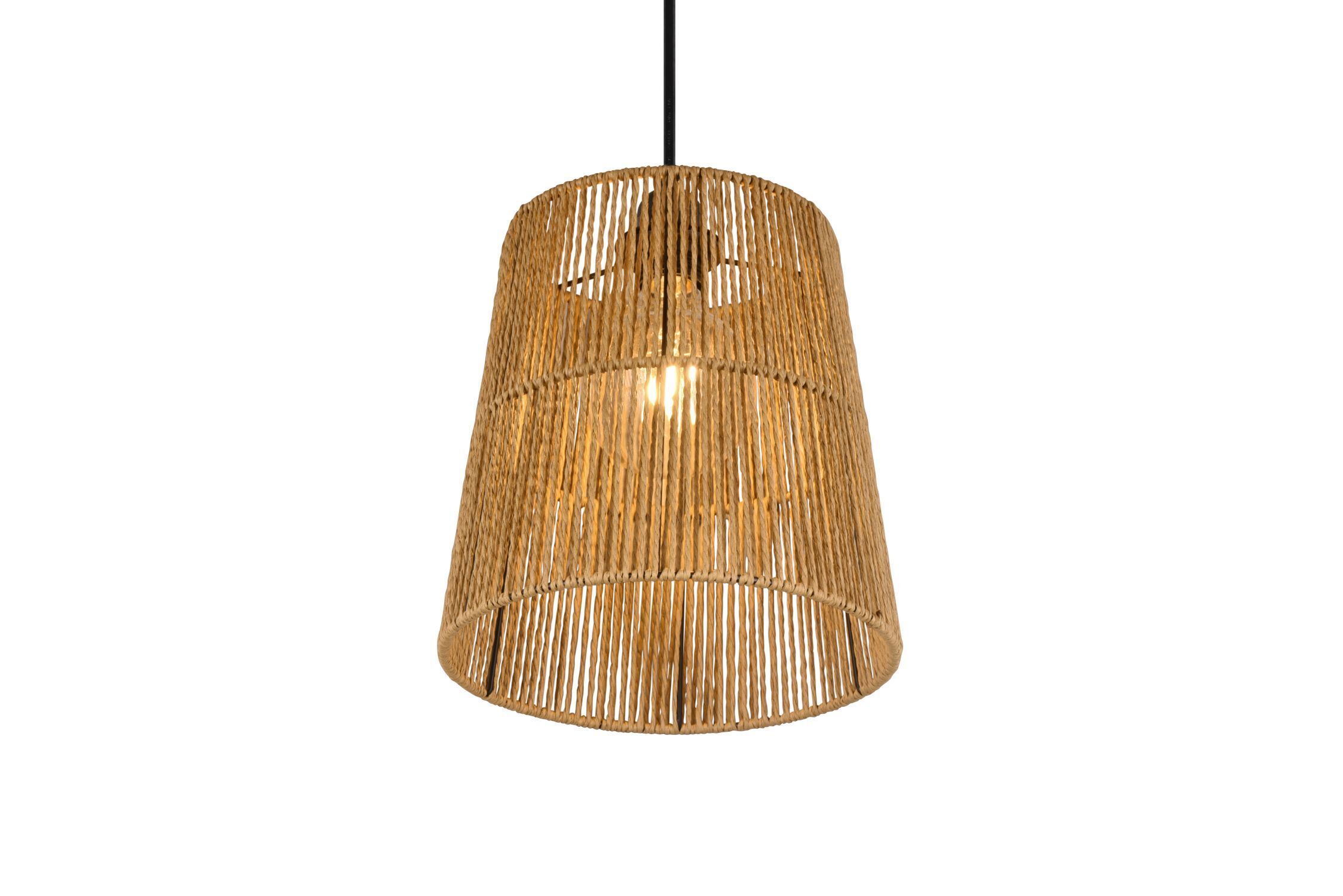 Lampe à suspendre ronde papier brun E27 Ø24 cm confortable