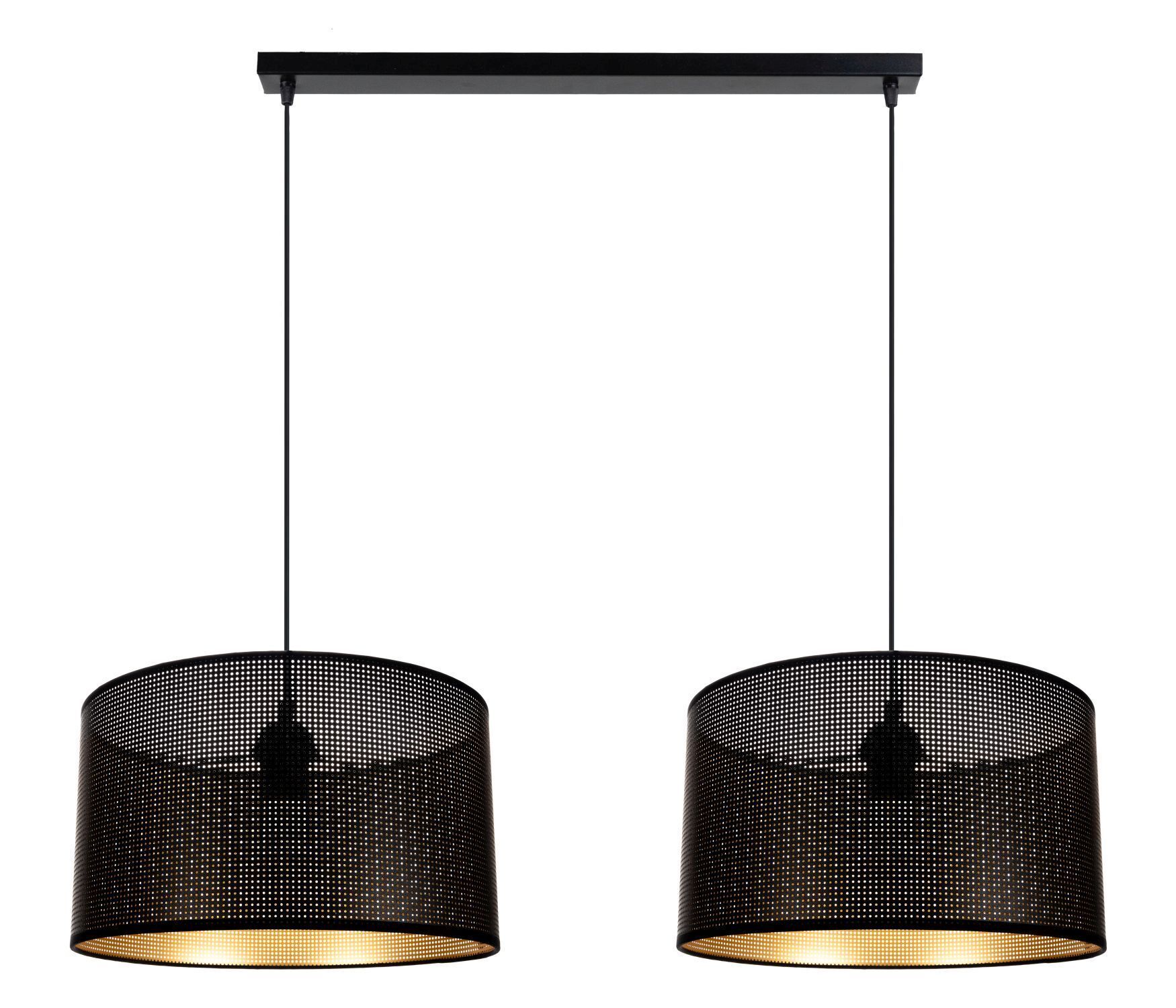 Grande lampe suspendue métal noir or E27 L:90 cm