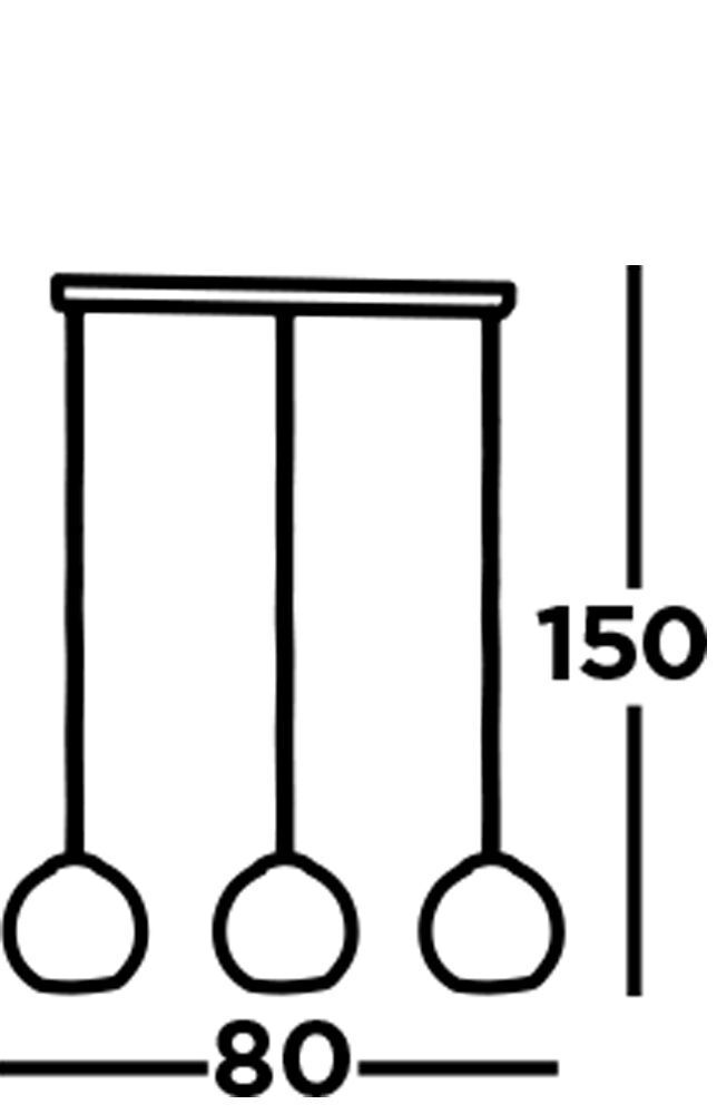 Pendelleuchte 3-flammig in Messing Antik Bernstein E27