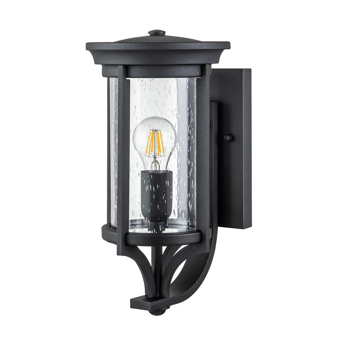 Lampe d'extérieur murale IP44 E27 noir métal verre de pluie MERYL