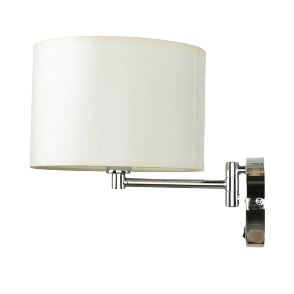 Wandlampen Schwenkbar Wandlampe, Wandleuchte, Kabinettlampe, Chrom, Glänzend, Stoffschirm