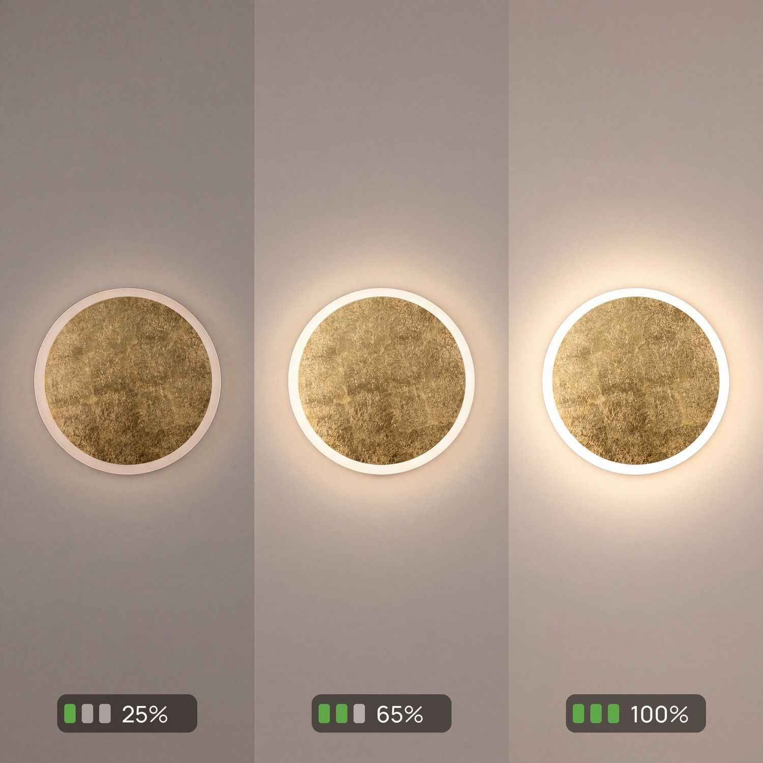 runder Deckenleuchte, Wandleuchte, LED-Ring, goldene Struktur Innenraum, minimalistische Beleuchtung