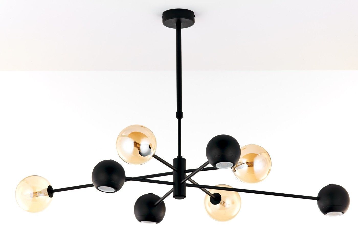 Deckenlampe Metall Glas 100 cm G9 GU10 Schwarz Bernstein