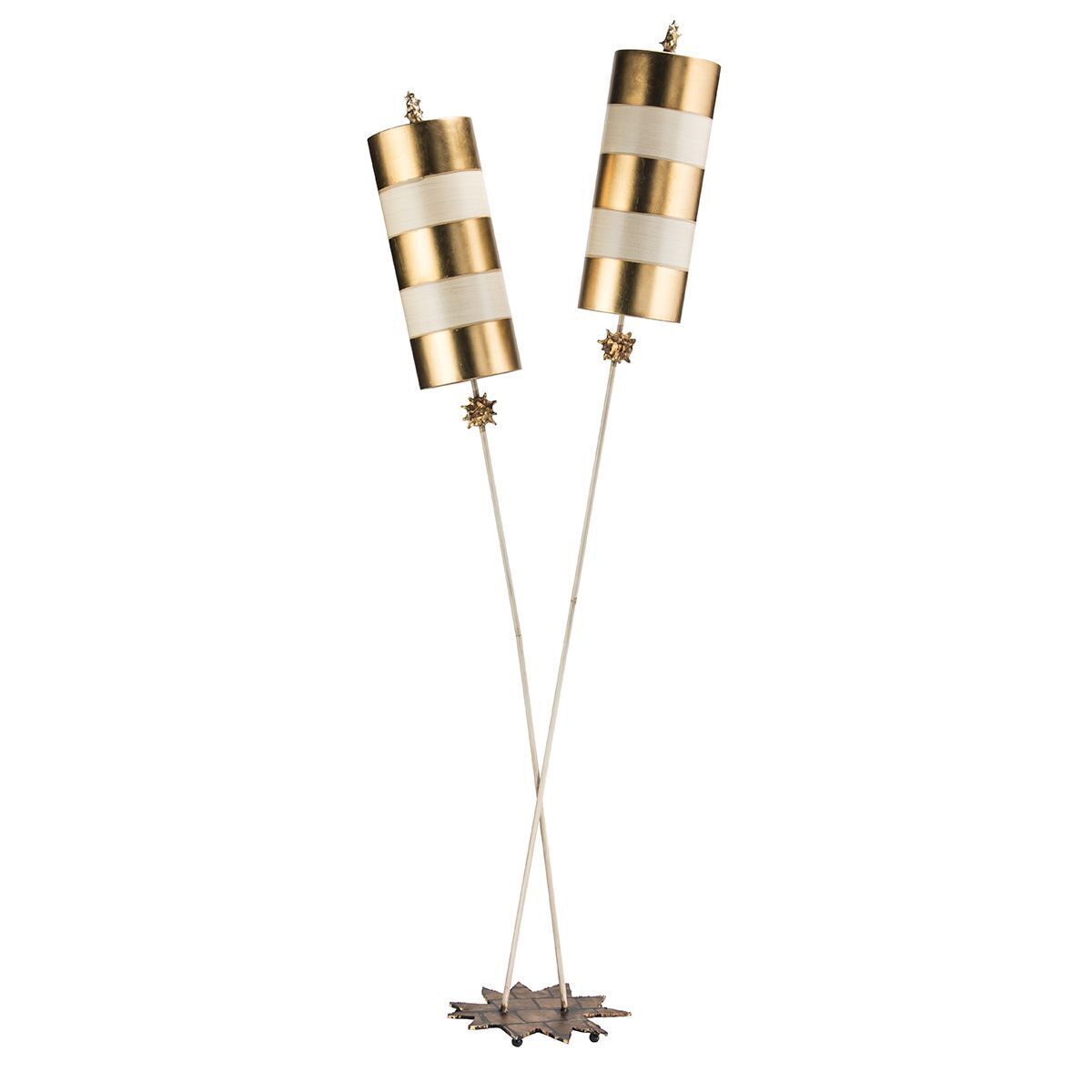 Design Stehlampe Wohnzimmer in Gold Taupe 198 cm Lampe