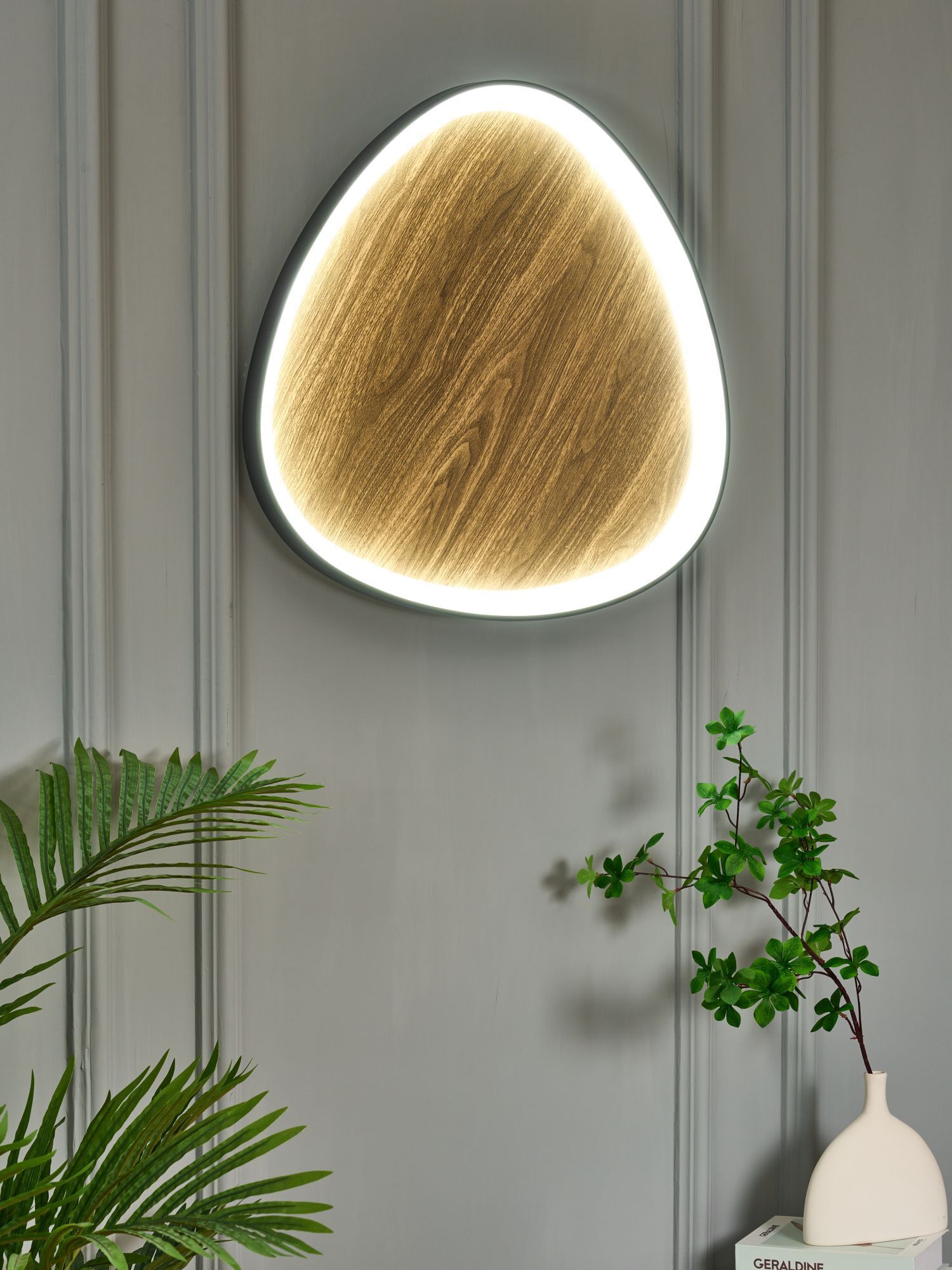 Applique LED Nature Noir L:65 cm 58 W Scandinave Innenarchitektur, Pflanze, Pflanze im Topf, Holz, Blatt