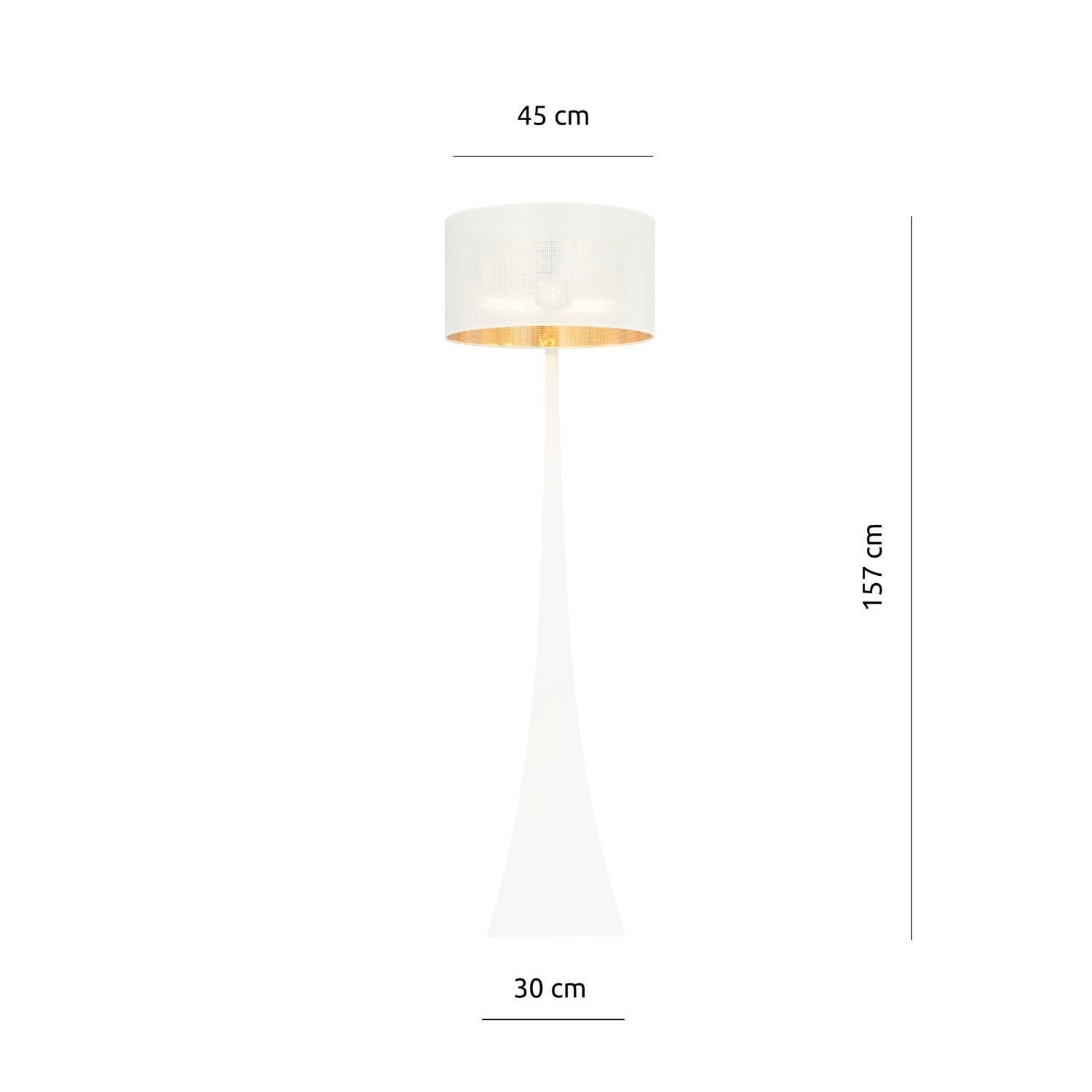 Lampadaire Blanc Or 157 cm métal tissu décoratif pour E27 Lampe