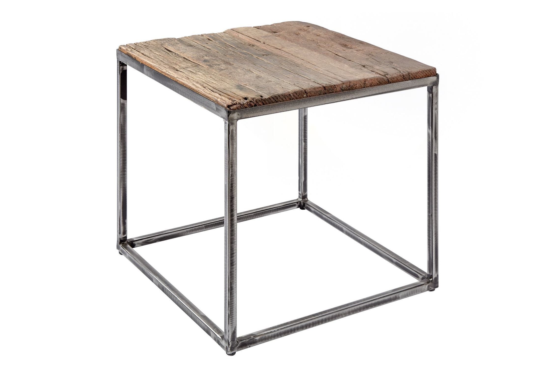 Table d'appoint Bois recyclé Métal 40x40 cm Artisanat