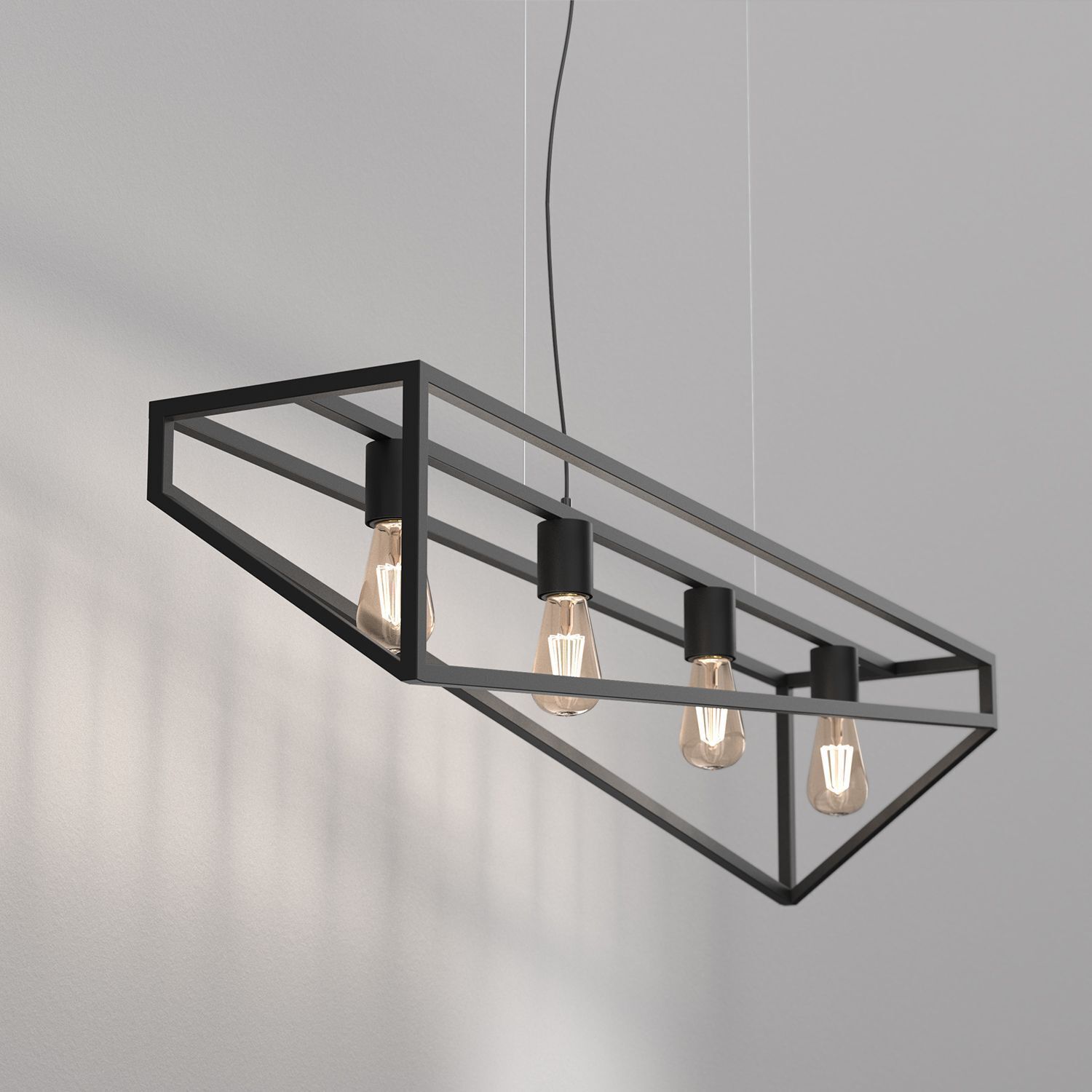 Lange Hängelampe Metall Schwarz E27 100 cm Industrial Deckenleuchte, Leuchte, Kronleuchter, Lampe