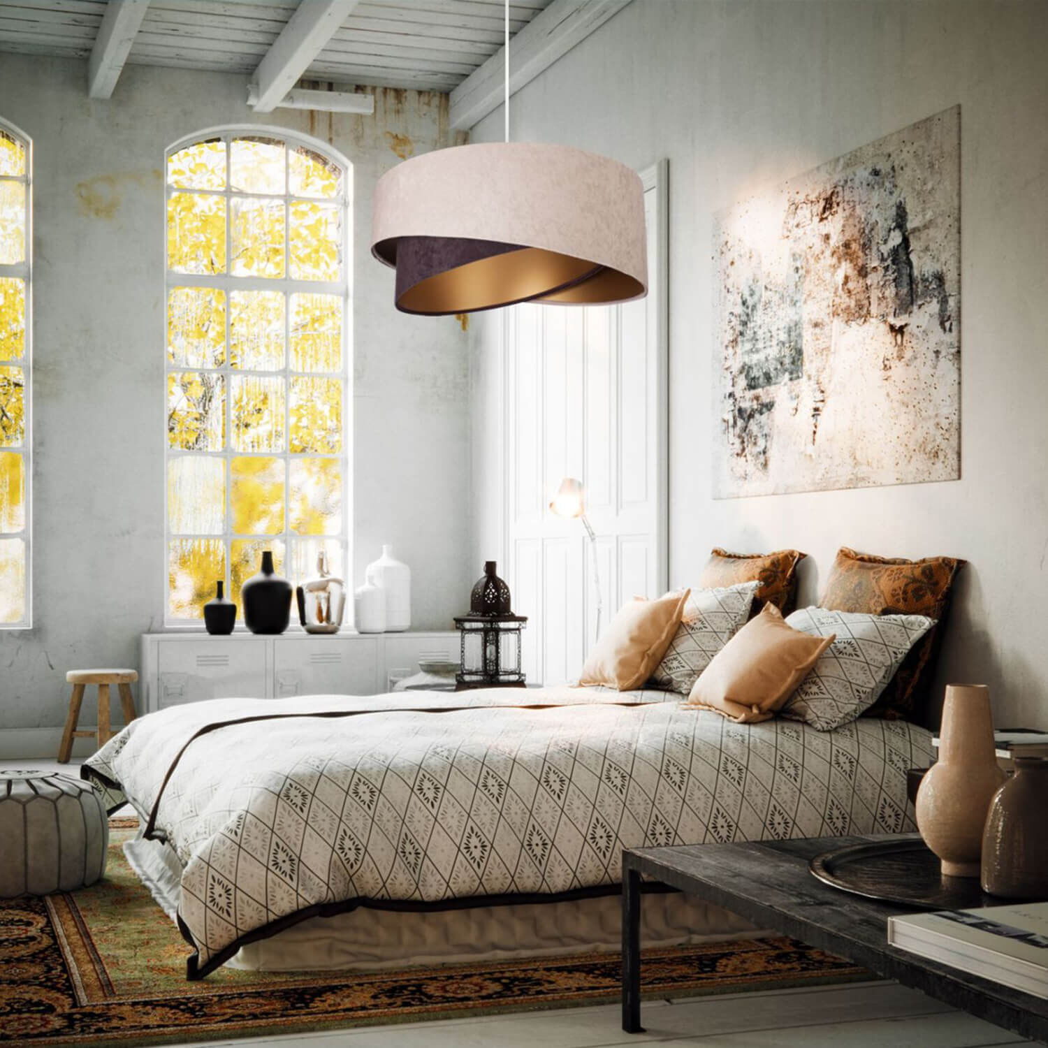 Lampe à suspendre Beige Or Marron Lampe de table à manger Dekoration für Zuhause, Drinnen, Innenarchitektur, Kissen, Mobiliar