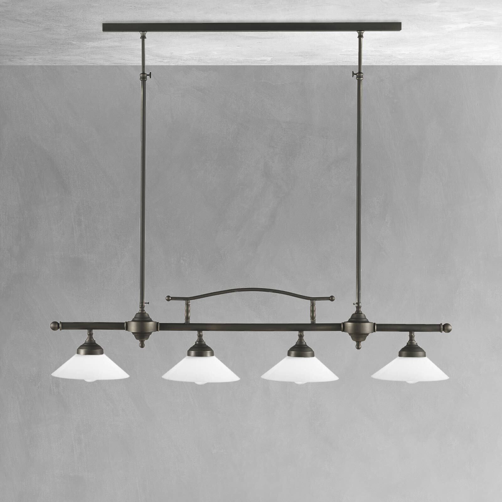 Plafonnier laiton verre E27 L : 95 cm réglable en hauteur Leuchte, Kronleuchter, Lampe, Deckenleuchte