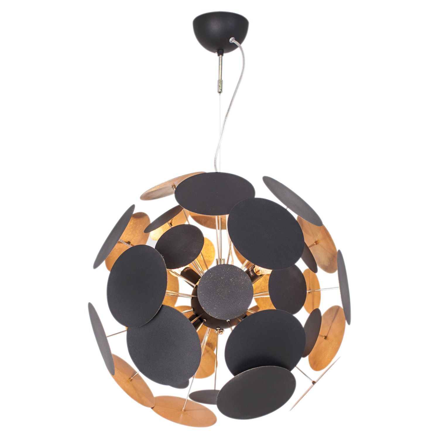 Suspension ronde D : 50 cm H : max. 120 cm Noir or Lampe, Kronleuchter
