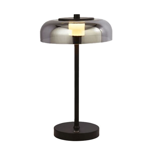 Tischlampe, Schreibtischlampe, Metall, schwarz, Glaskuppel