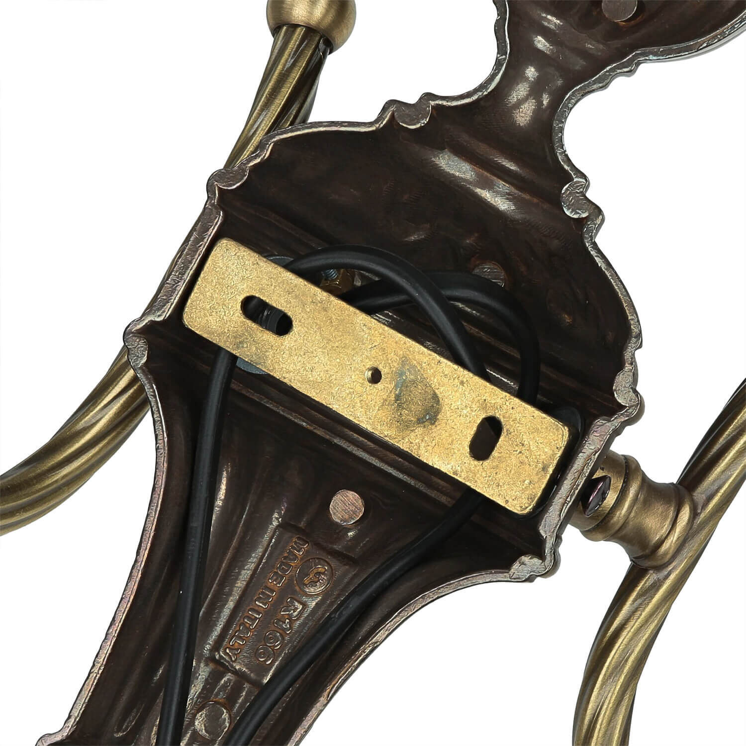 Wandleuchter 2-flmg Weiß aus Echt-Messing Schwert, Waffe, Bronze, Zubehör, Riemen