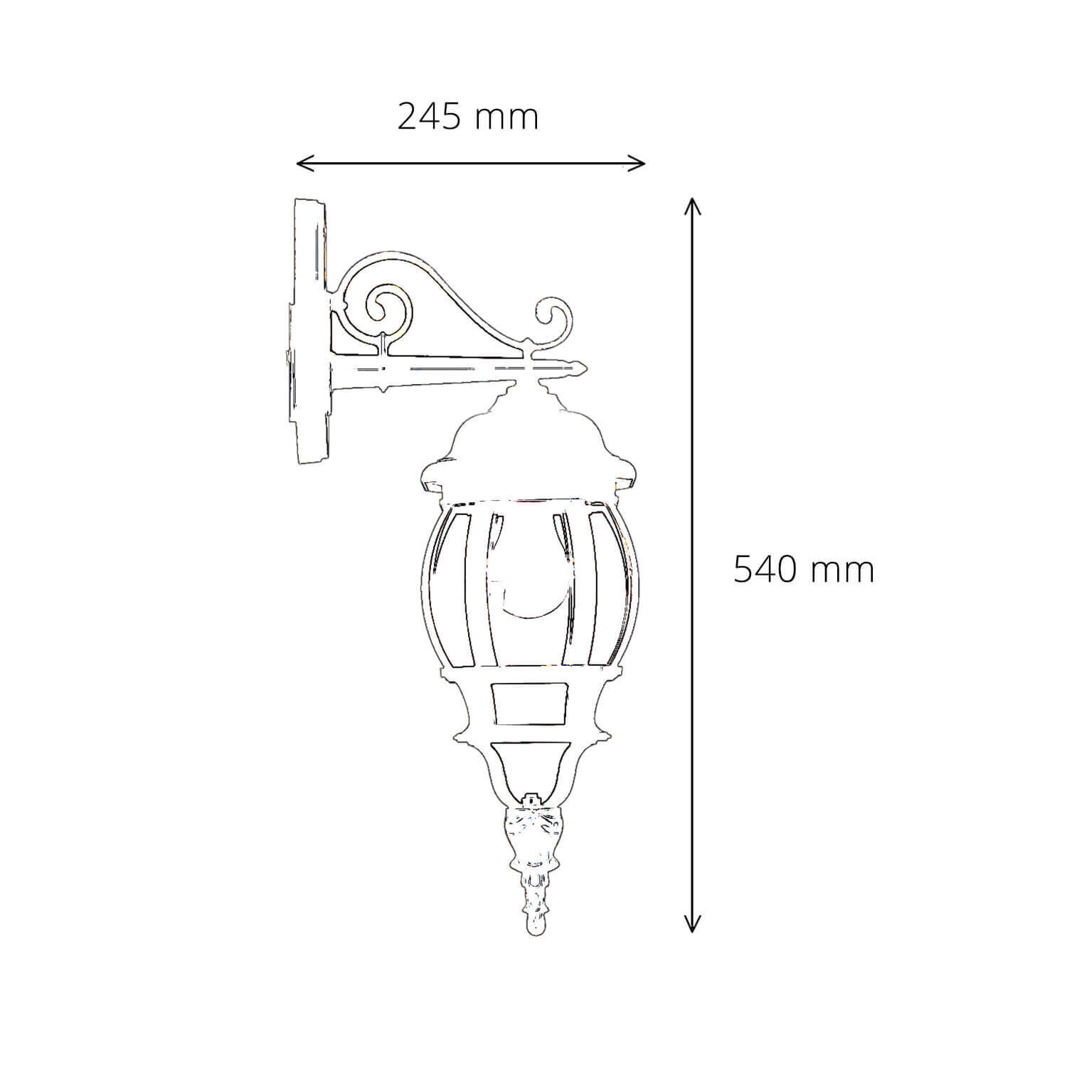 Wandlampe BREST Wandlaterne schwarz wetterfest Außenleuchte, Wandleuchte, GartenLampe, Metall, Durchmesser 245mm