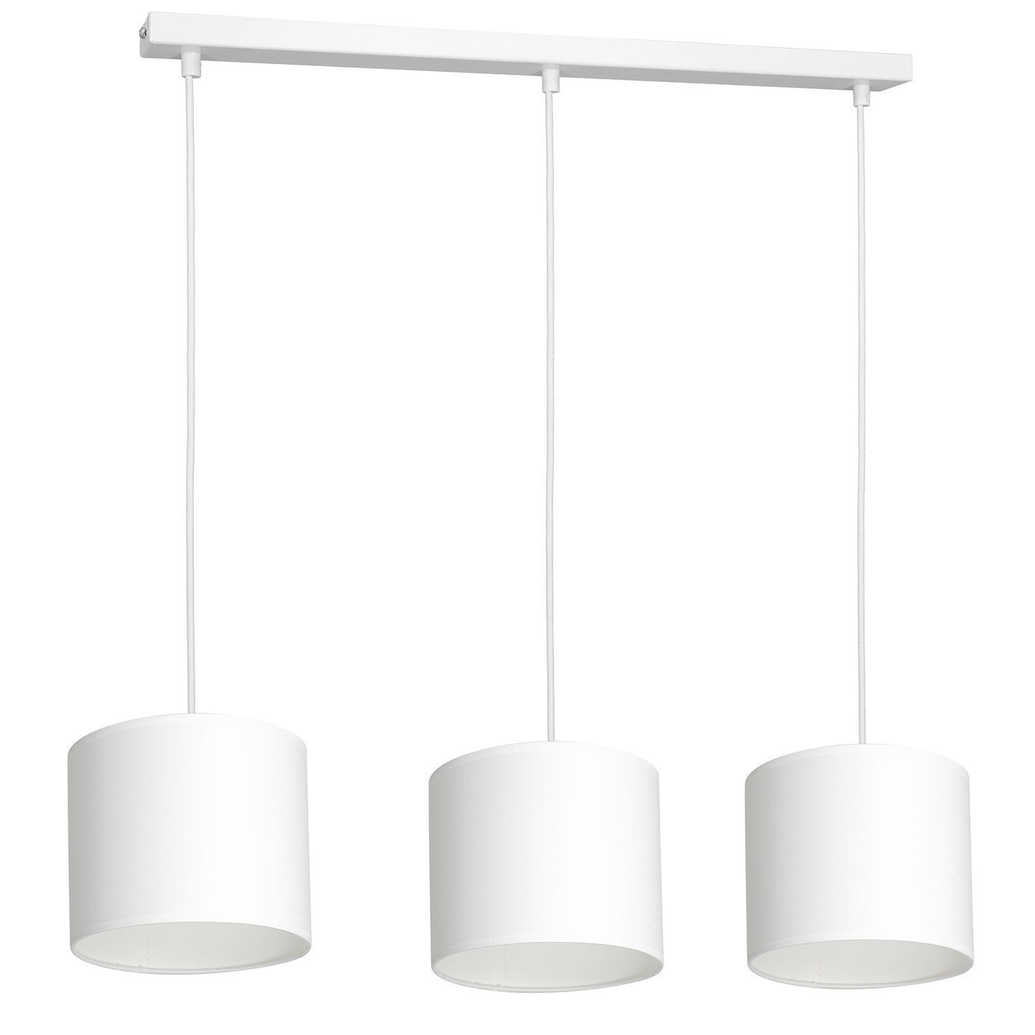 Suspension Blanc Tissu Métal E27 75 cm long anti-éblouissement