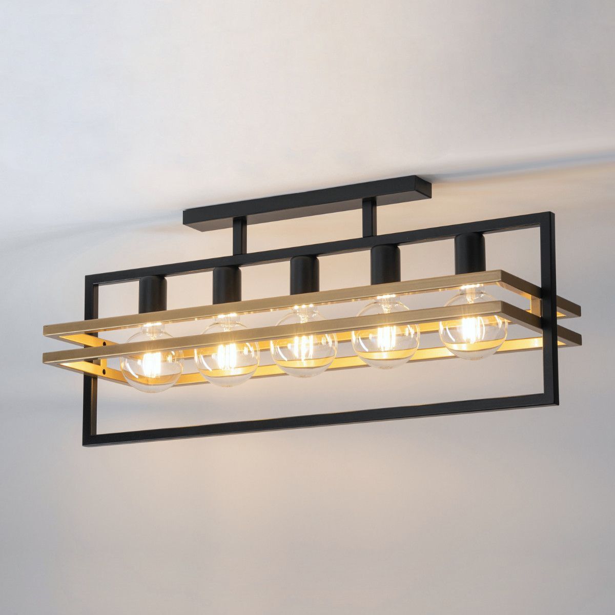 Plafonnier noir or L:76 cm 5-flamme E27 Plafonnier noir or L:76 cm 5-flamme E27