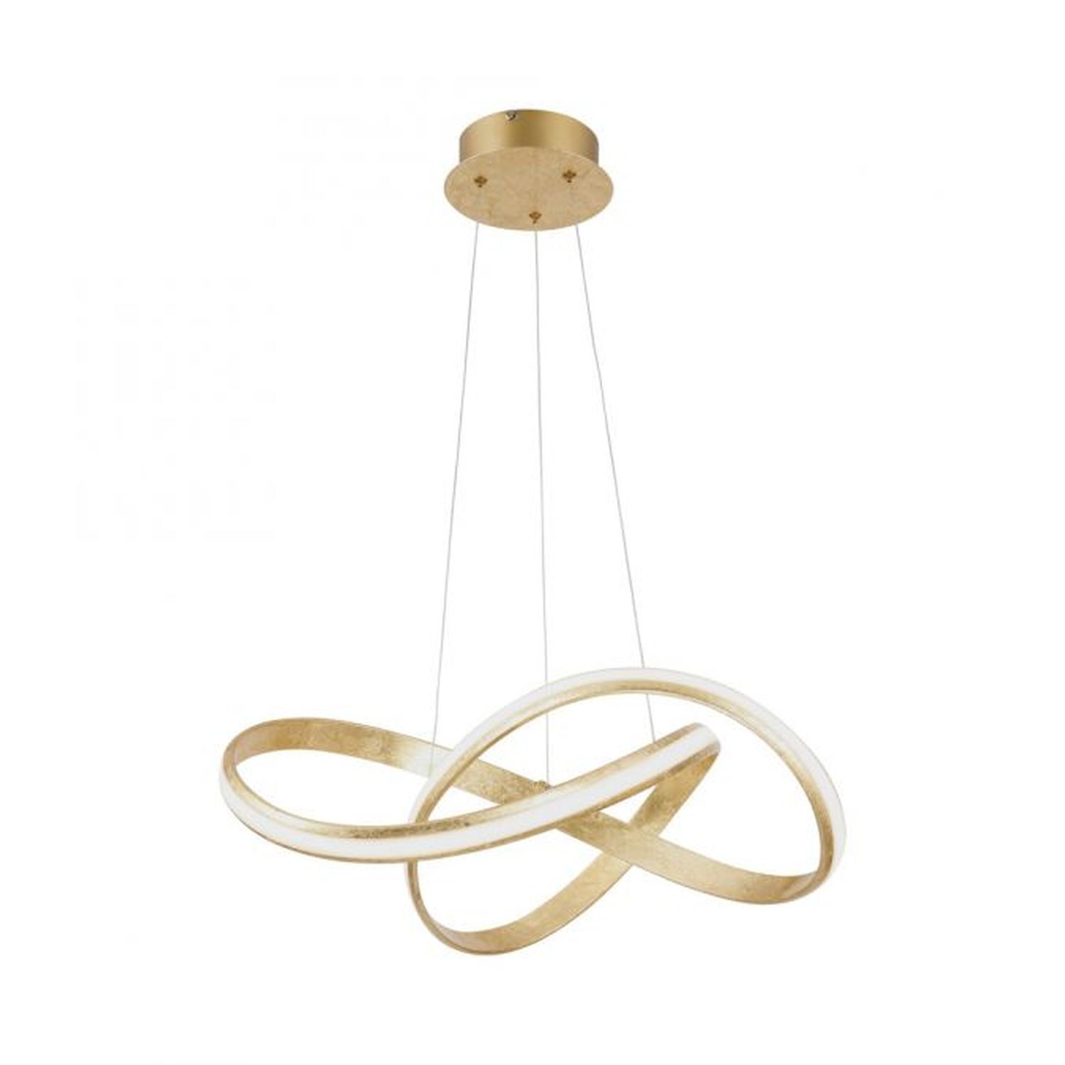 Geschwungene LED Pendelleuchte in Gold 30 W dimmbar
