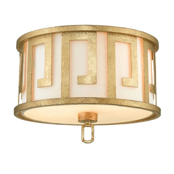 Deckenleuchte, Pendelleuchte, Gold, geometrisches Muster, Trommel-Schirm