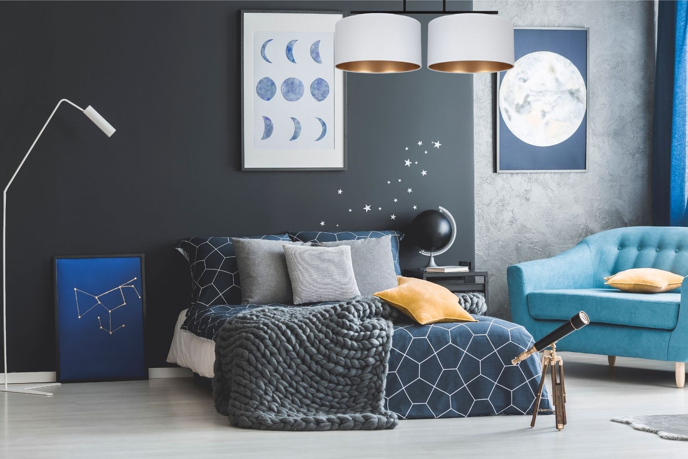 Lampe de plafonnier Tissu noir éblouissant blanc or E27 70 cm Moebel, Inneneinrichtung