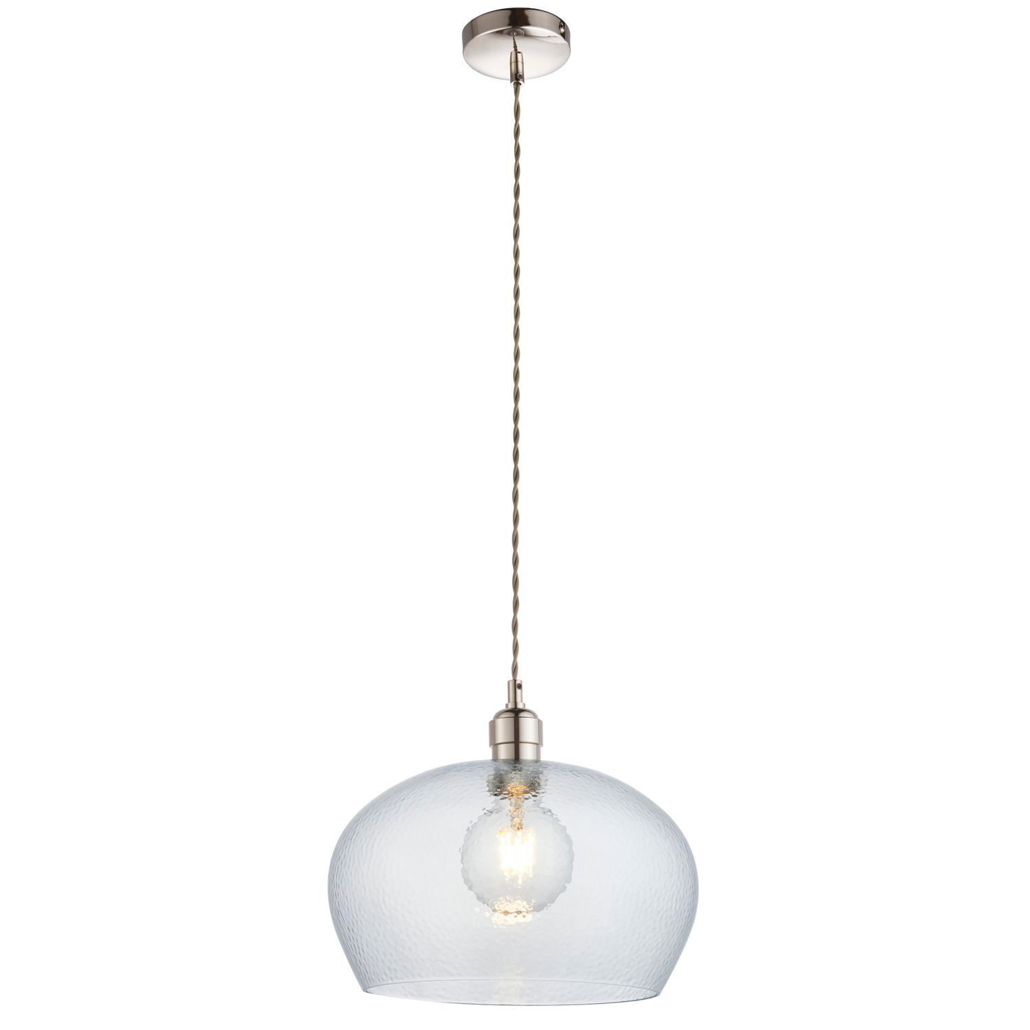 Hängelampe rund Ø 31 cm Glas Metall in Nickel für E27