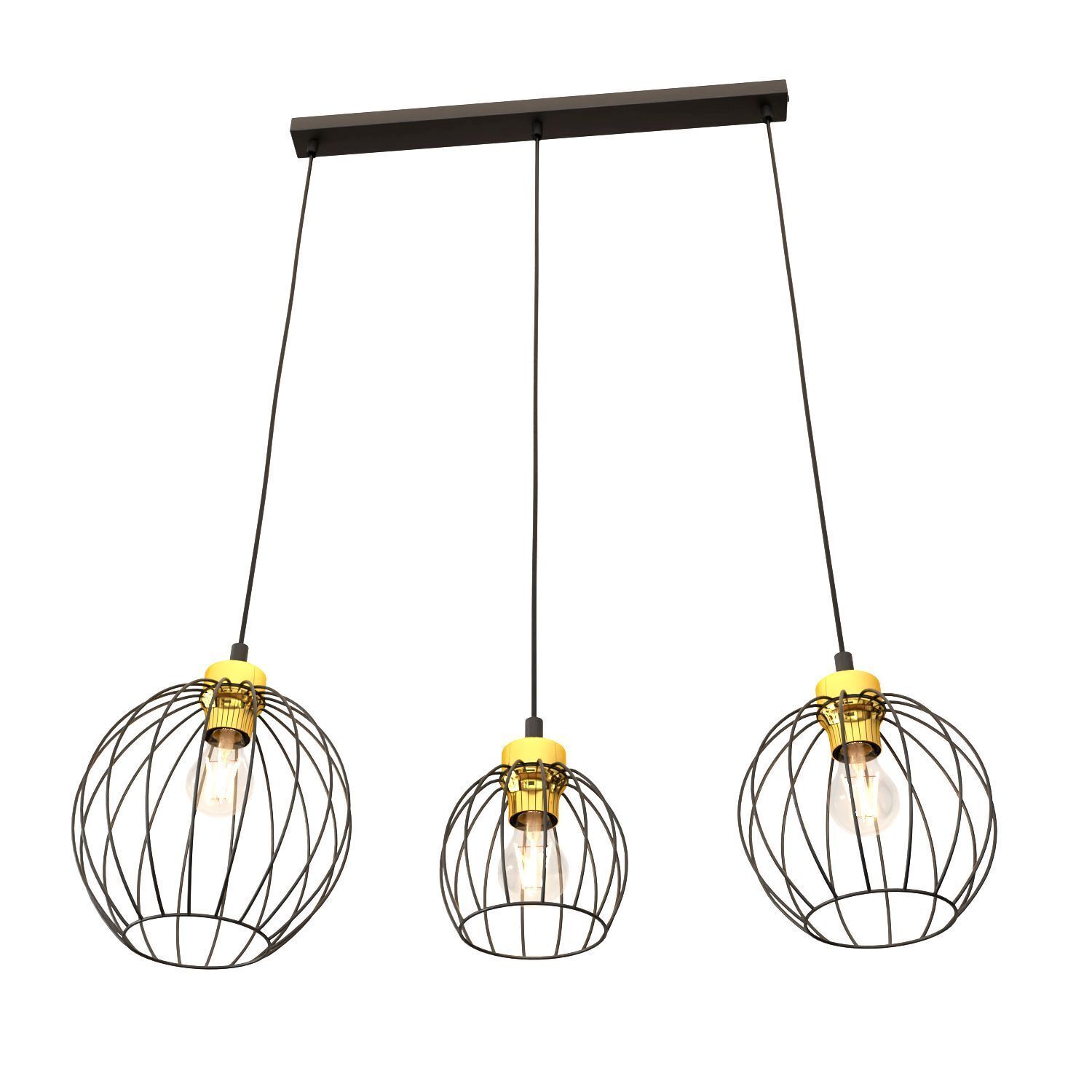 Lange Hängelampe Schwarz Gold L:77 cm elegant stilvoll