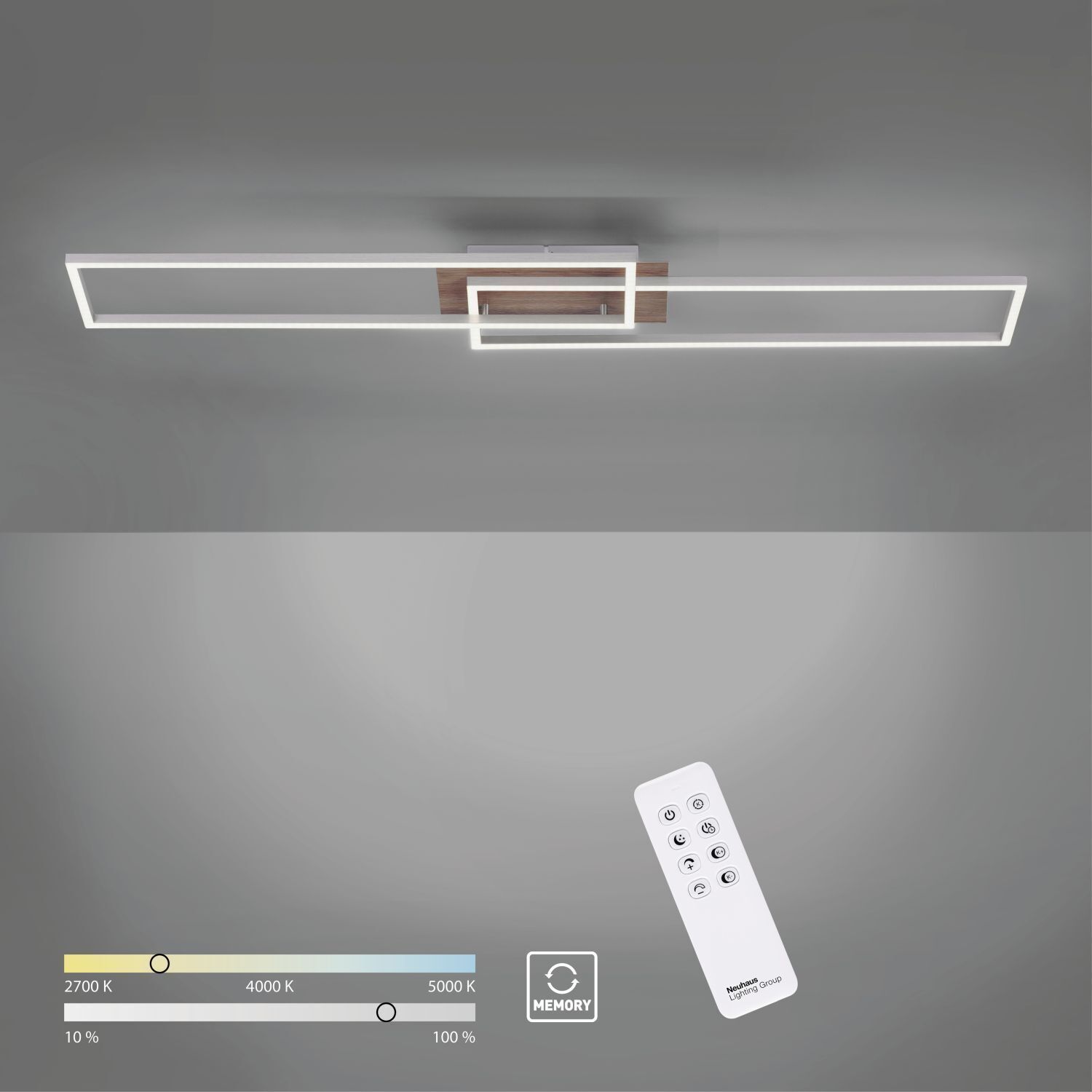 Lampe de plafonnier LED à intensité variable L:110 cm 2700-5000 K en naturel