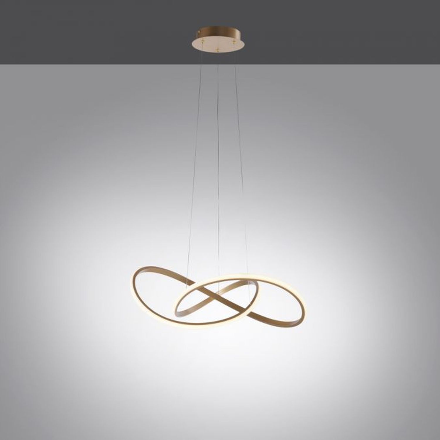 Dimmbare LED Hängeleuchte in Messing 3000 K L:57 cm Leuchter, Lampe, Deckenleuchte