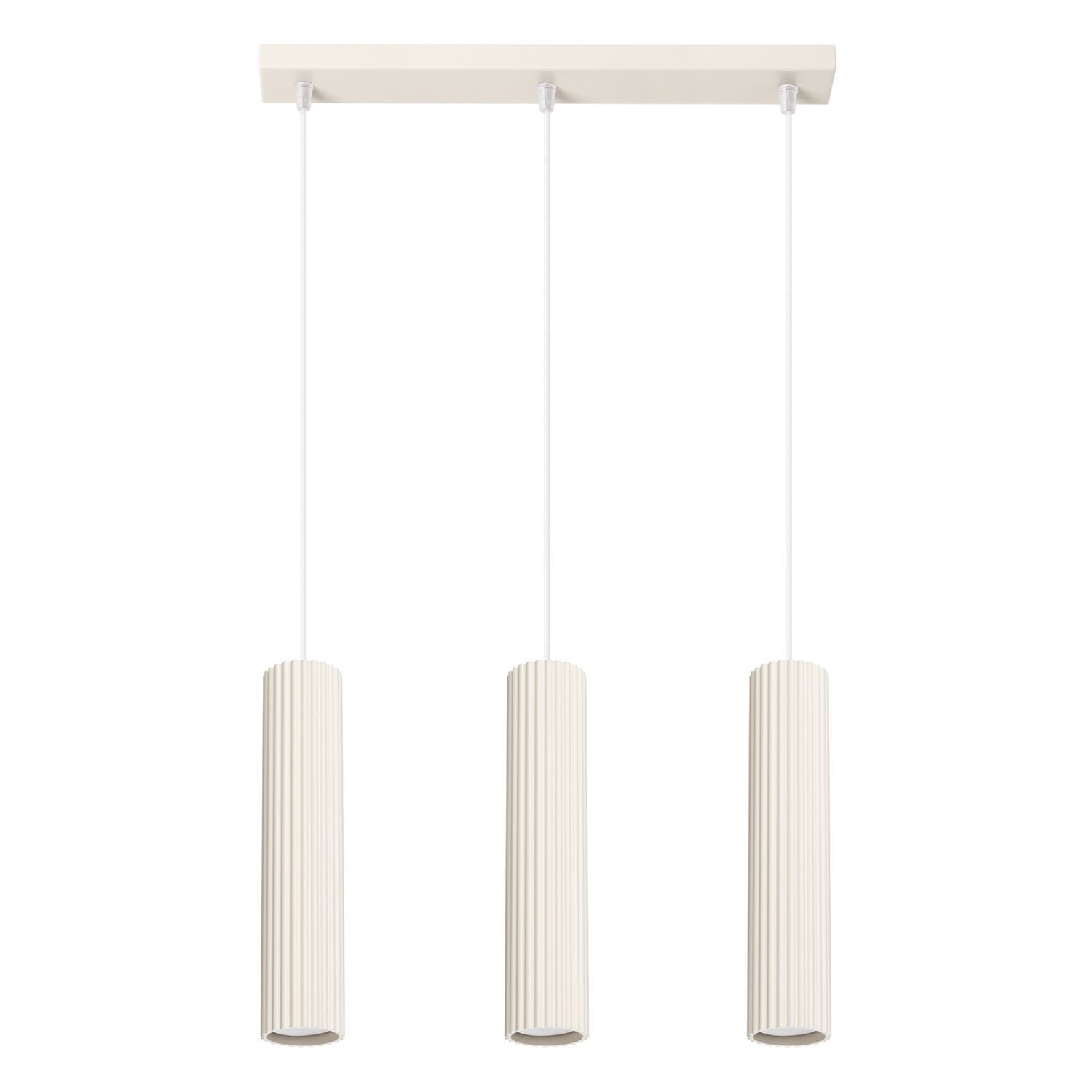 Pendelleuchte 3-flammig GU10 B: 45 cm in Creme Modern Hängelampe GU10 3-flammig Creme Alu 45 cm verstellbar
