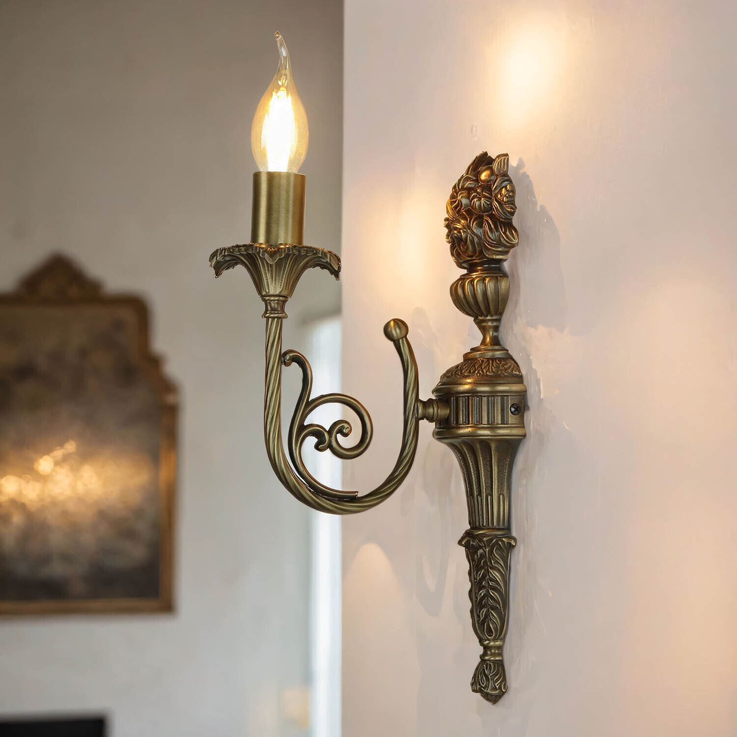 Premium Wandlampe Echt-Messing in Bronze Klassisch Bronze
