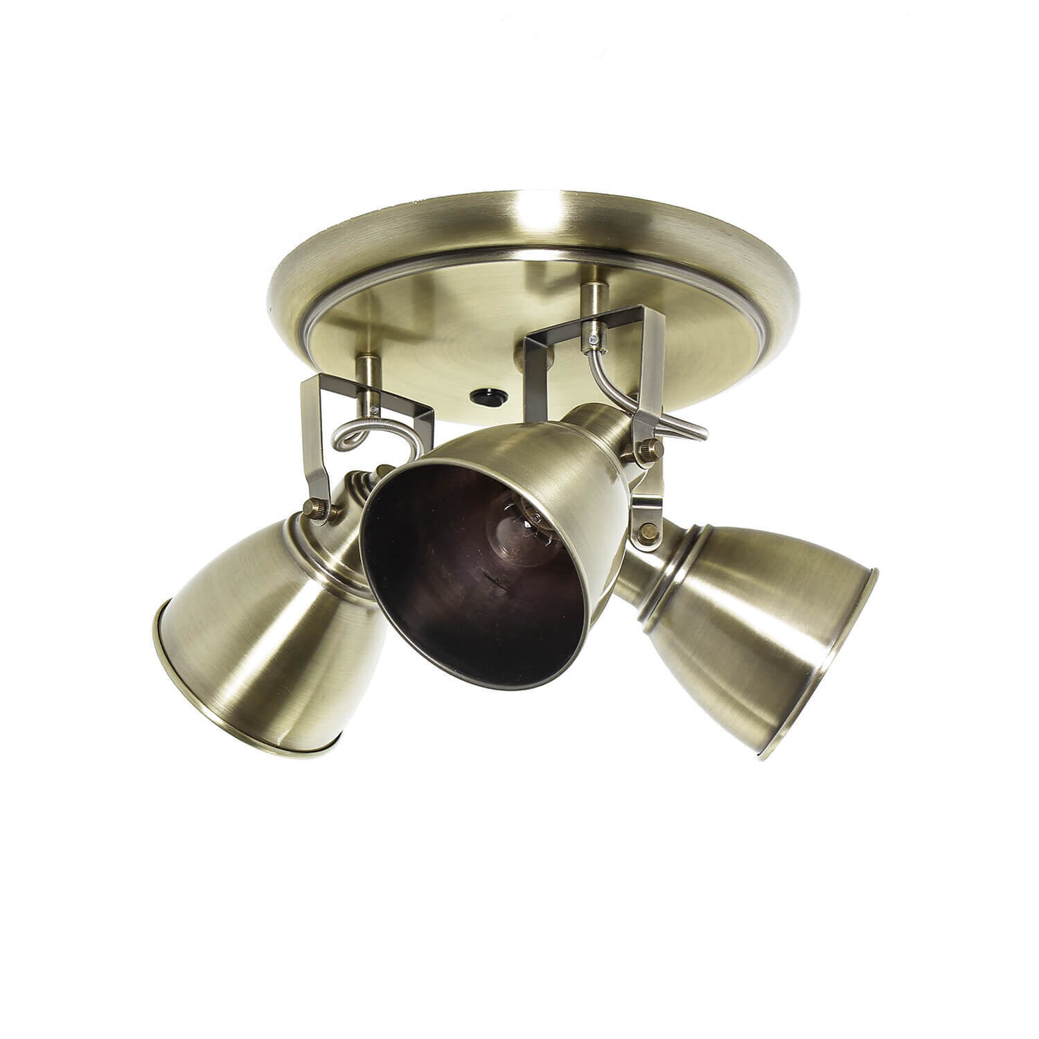 Deckenstrahler Metall 3-flammig in Messing rund Beleuchtung, Leuchte