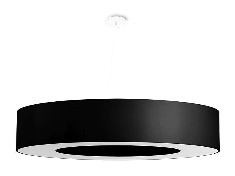 Hängelampe rund Ø 90 cm Schwarz Stoff Schirm 8x E27