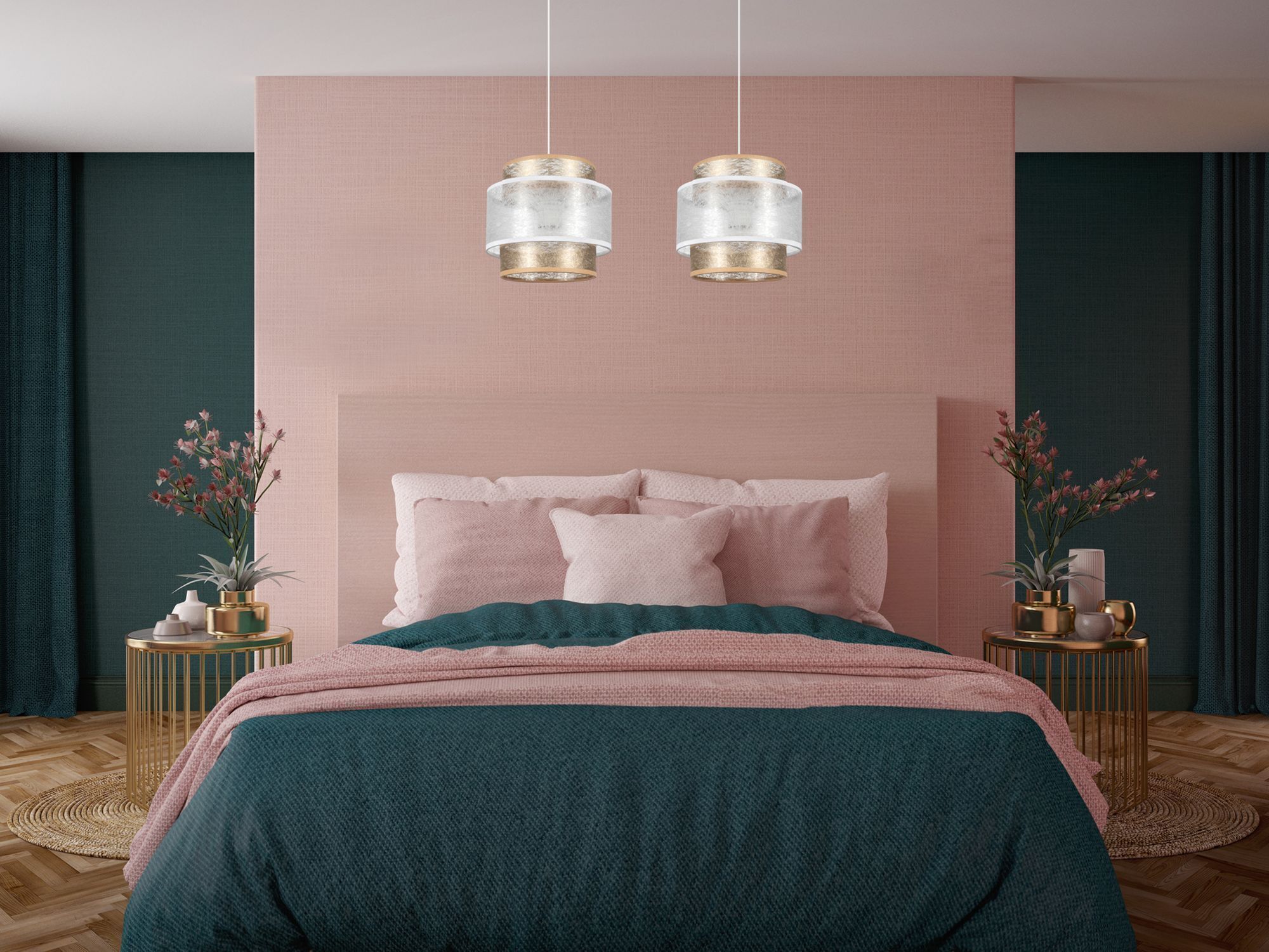 Suspension longue tissu blanc or 48 cm E27 faible éblouissement Drinnen, Innenarchitektur, Inneneinrichtung, Kissen, Mobiliar