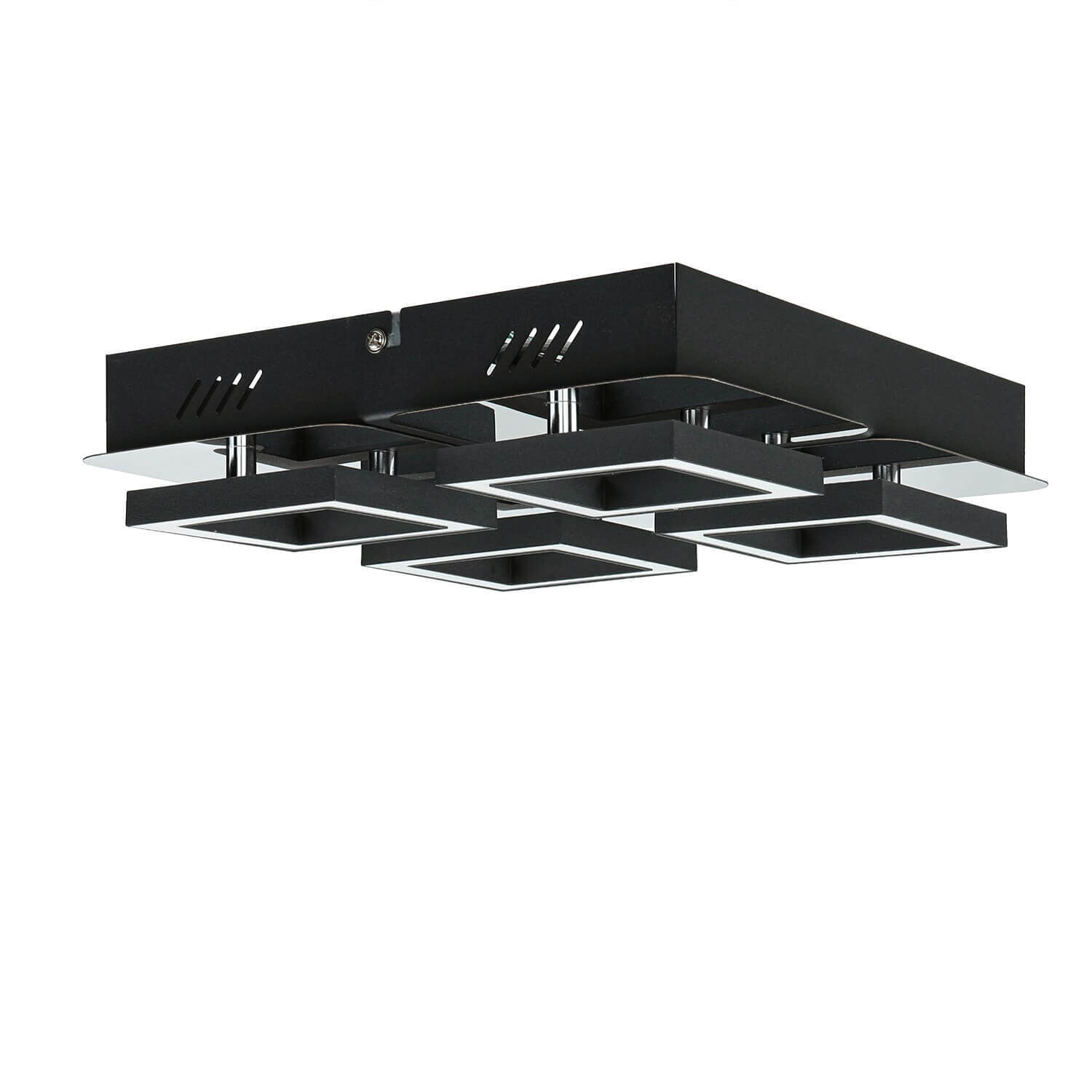 Deckenleuchte LED B: 25 cm Edelstahl in Schwarz Chrom 4200 K Deckenleuchte