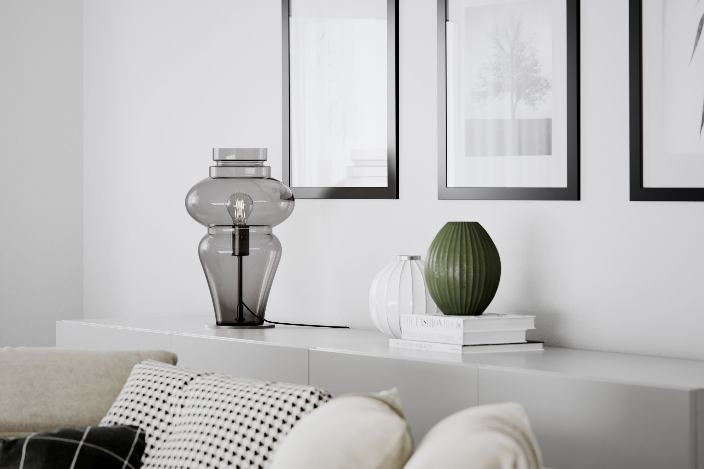 Tischlampe, Glaslampe, Dekorvase, Wohnzimmerdeko, Vase