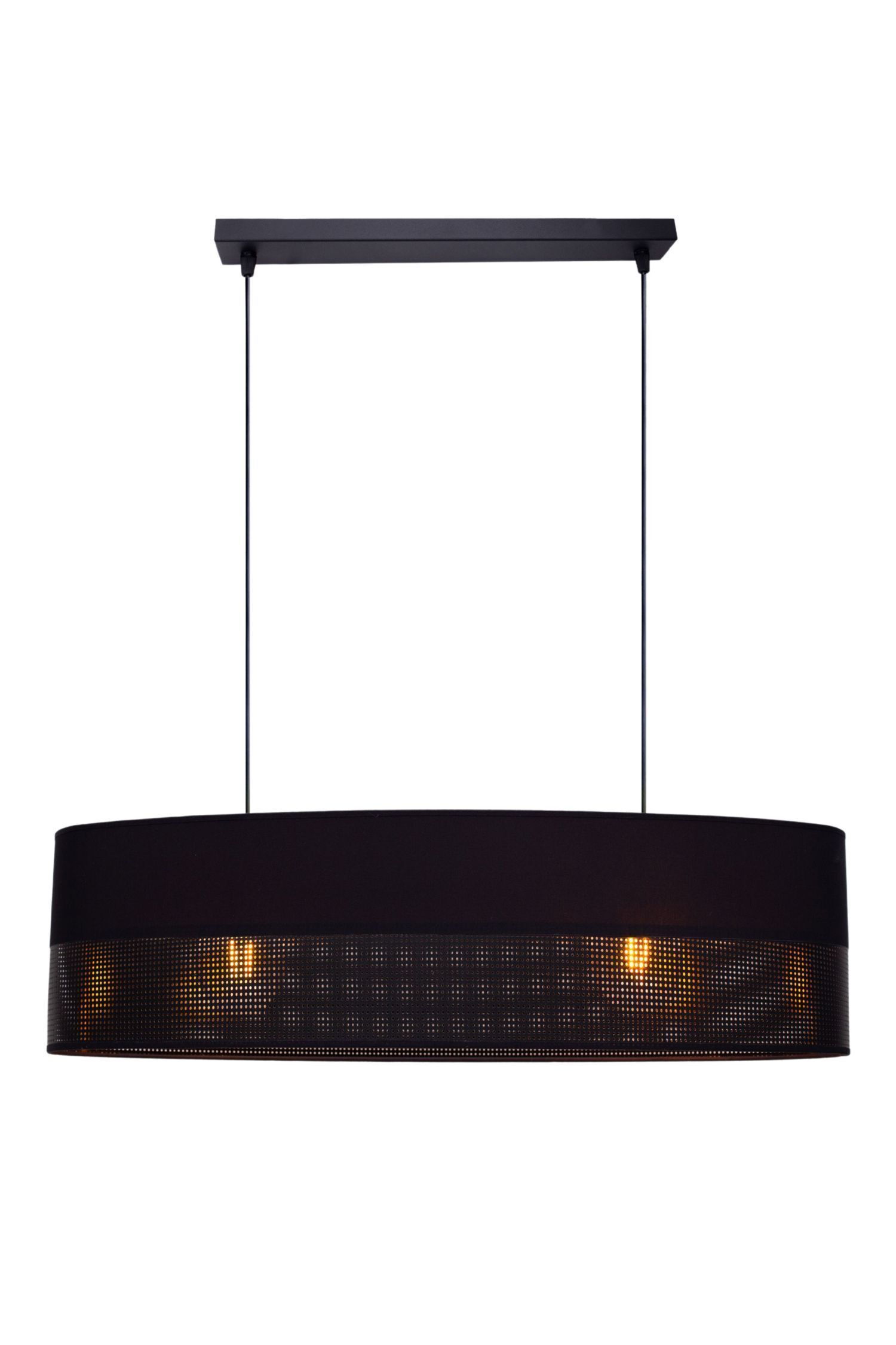 Confortable lampe à suspendre tissu noir 2 flammes E27 70 cm