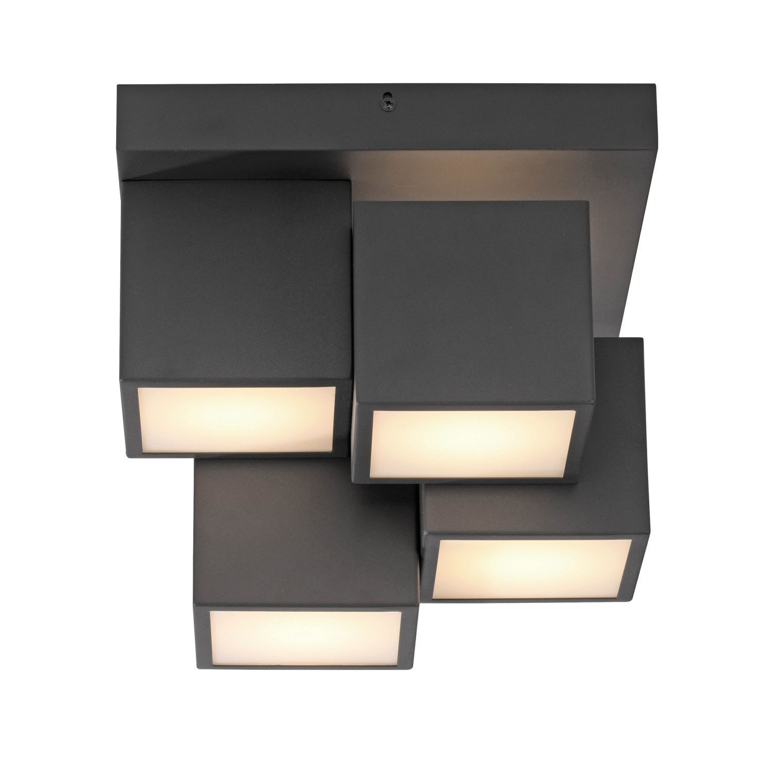 Plafonnier LED Métal Cube L:30 cm 2400 lm Noir Deckenleuchte, Postfach