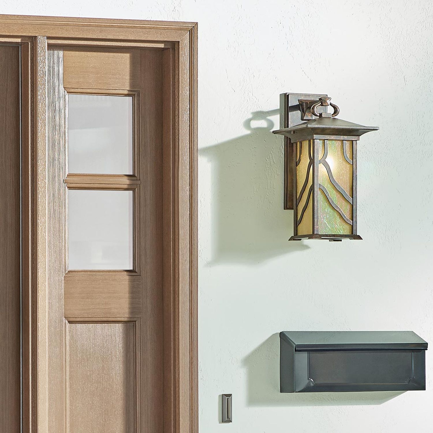 Wandlampe außen Vintage H: 38,6 cm IP44 E27 in Kupfer antik