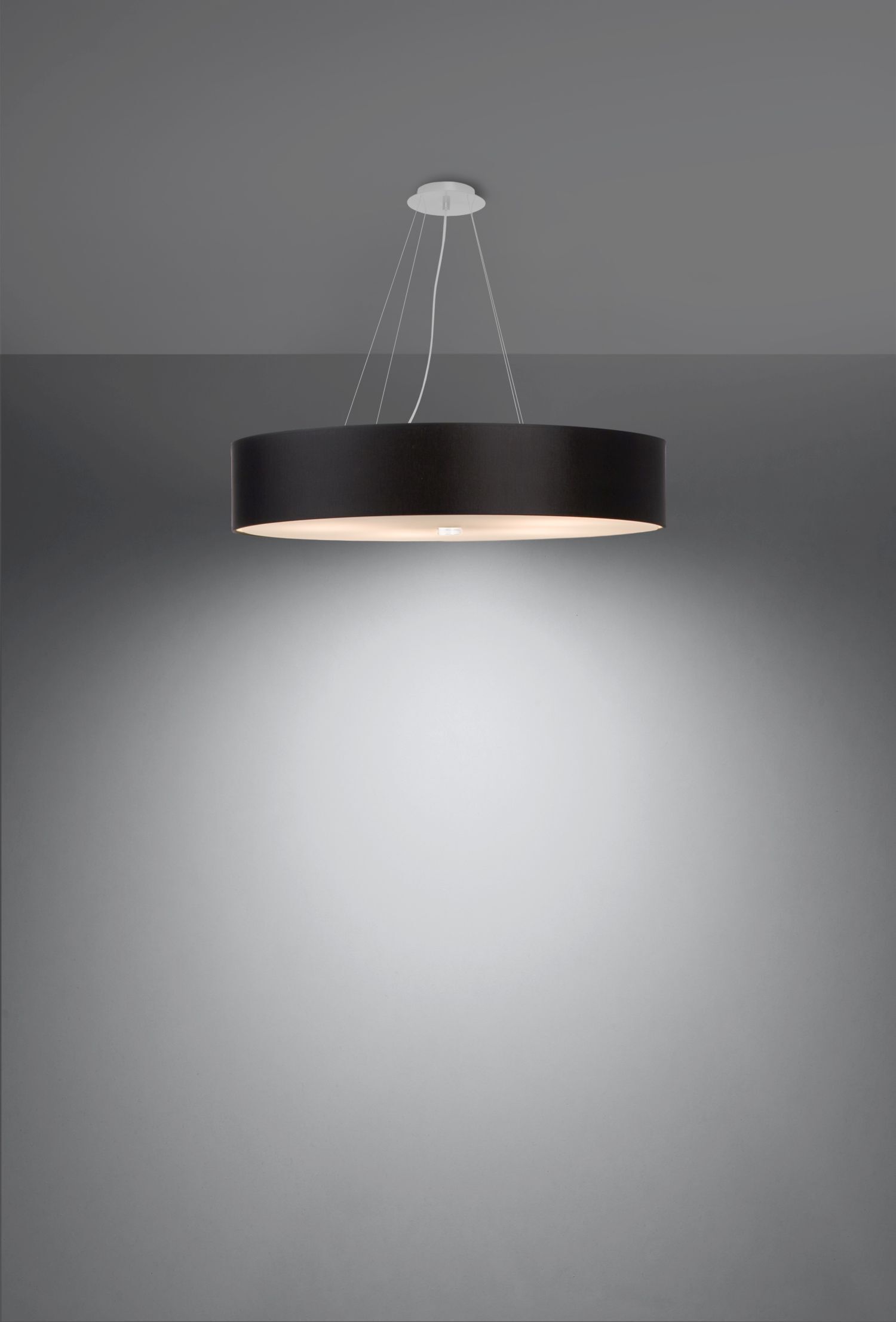 Lampe à suspendre ronde Ø 70 cm tissu anti-éblouissant verre 6x E27