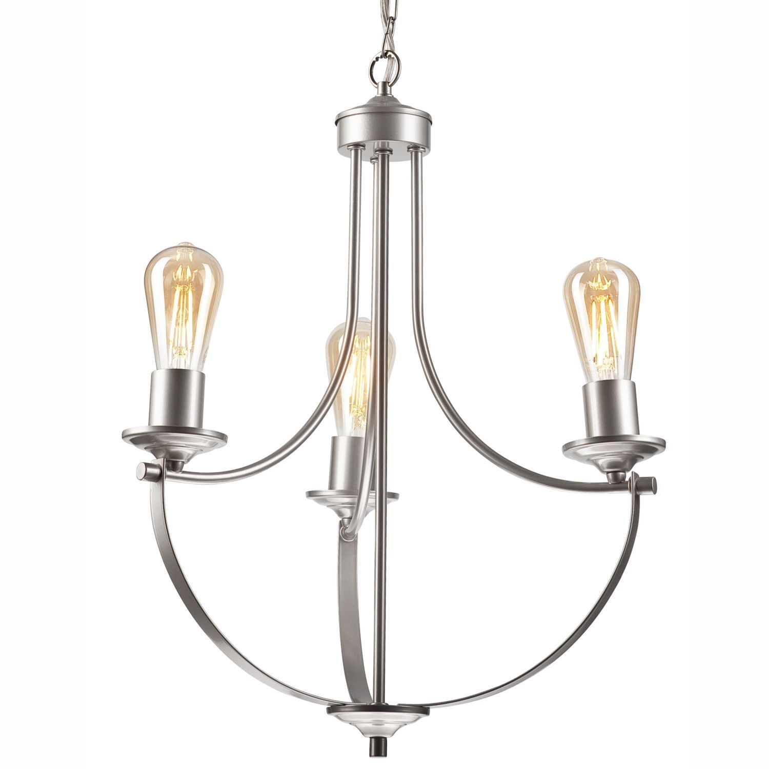 Kronleuchter Metall Rustikal Ø 42 cm 3-armig E27 in Silber Kronleuchter Metall Rustikal Ø 42 cm 3-armig E27 in Silber