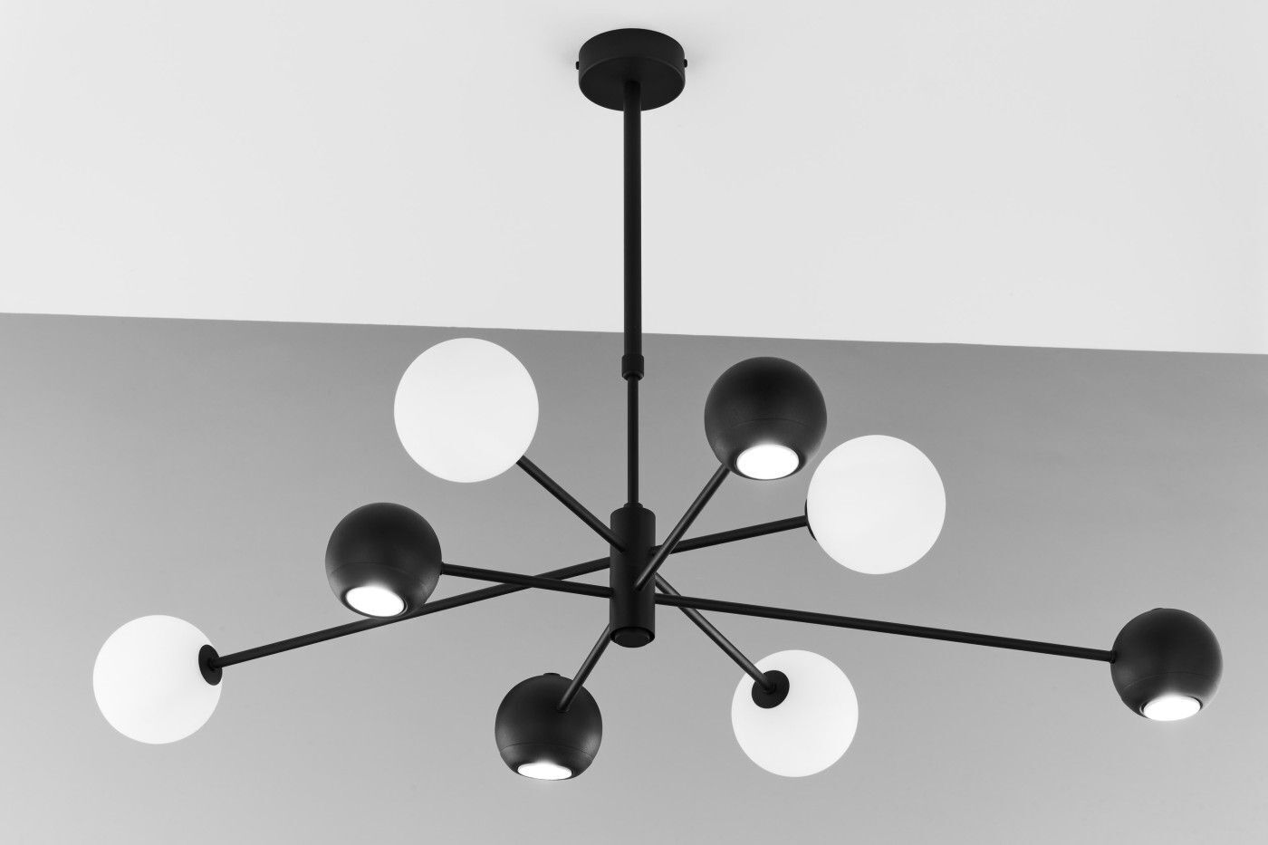 XXL Deckenleuchte Schwarz Metall Glas 100 cm G9 GU10 Leuchter, Lampe, Deckenventilator, Gerät, Elektrisches Gerät