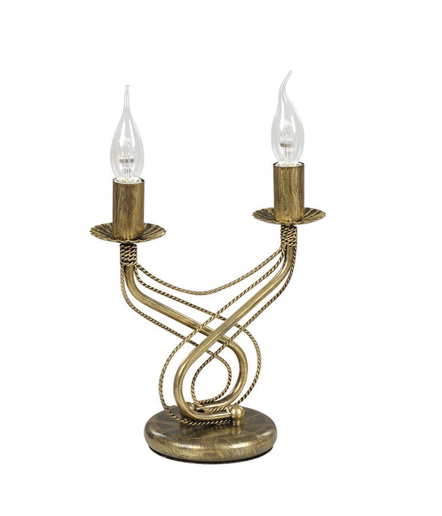 Lampe de table Or Métal Rustique 2 flammes Bougies