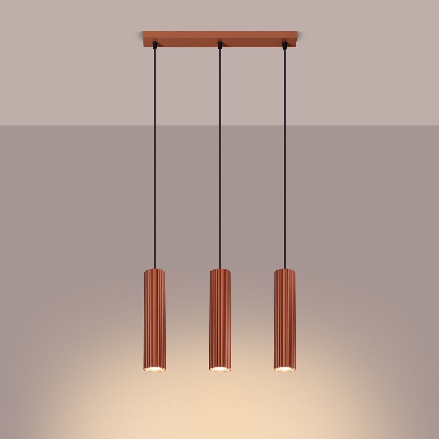 Hängeleuchte Modern GU10 3-flammig B: 45 cm Aluminium in Rot Hängeleuchte Modern GU10 3-flammig B: 45 cm Aluminium in Rot