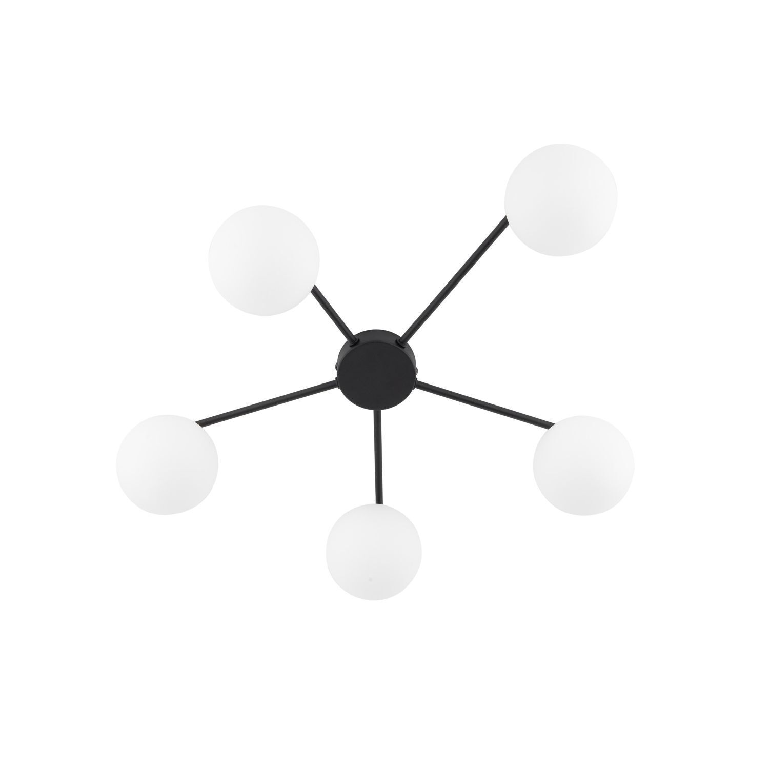 Plafonnier noir blanc L : 67 cm G9 5 flammes verre métal Leuchter, Lampe, Deckenventilator, Gerät, Elektrisches Gerät