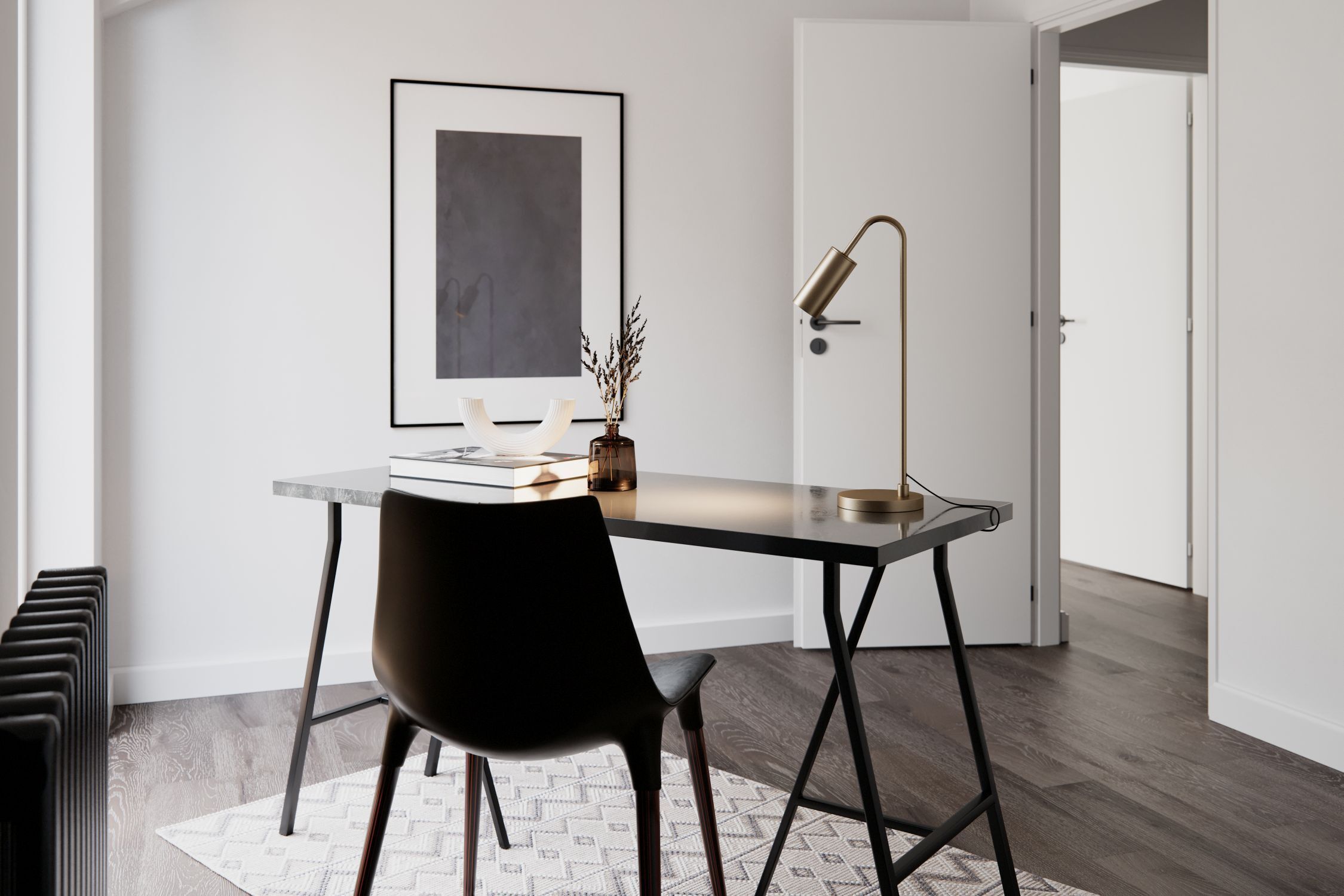 Schreibtischlampe Metall GU10 51 cm hoch in Gold matt schreibtisch, arbeitszimmer, lampe, stuhl, dekor