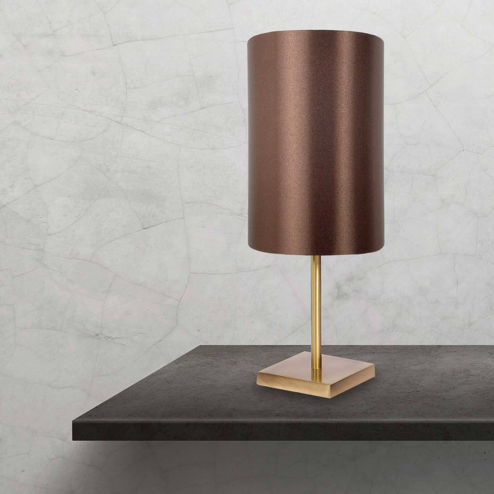 Tischlampe Messing Stoff 38,5 cm E27 in Bronze hell Braun Lampe, Tischlampe