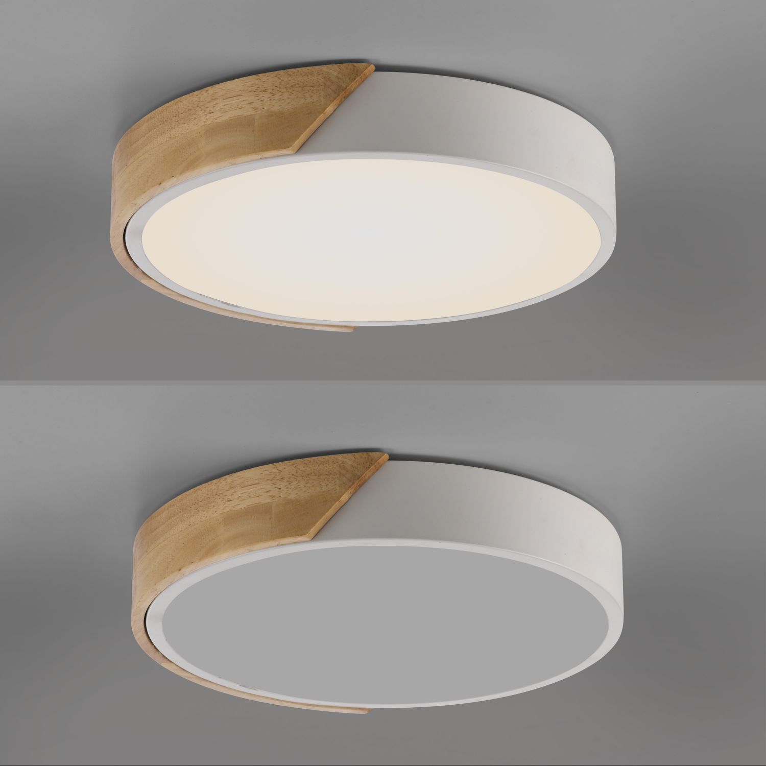 Lampe de plafonnier ronde LED bois Ø32 cm blanc naturel 2520 lm