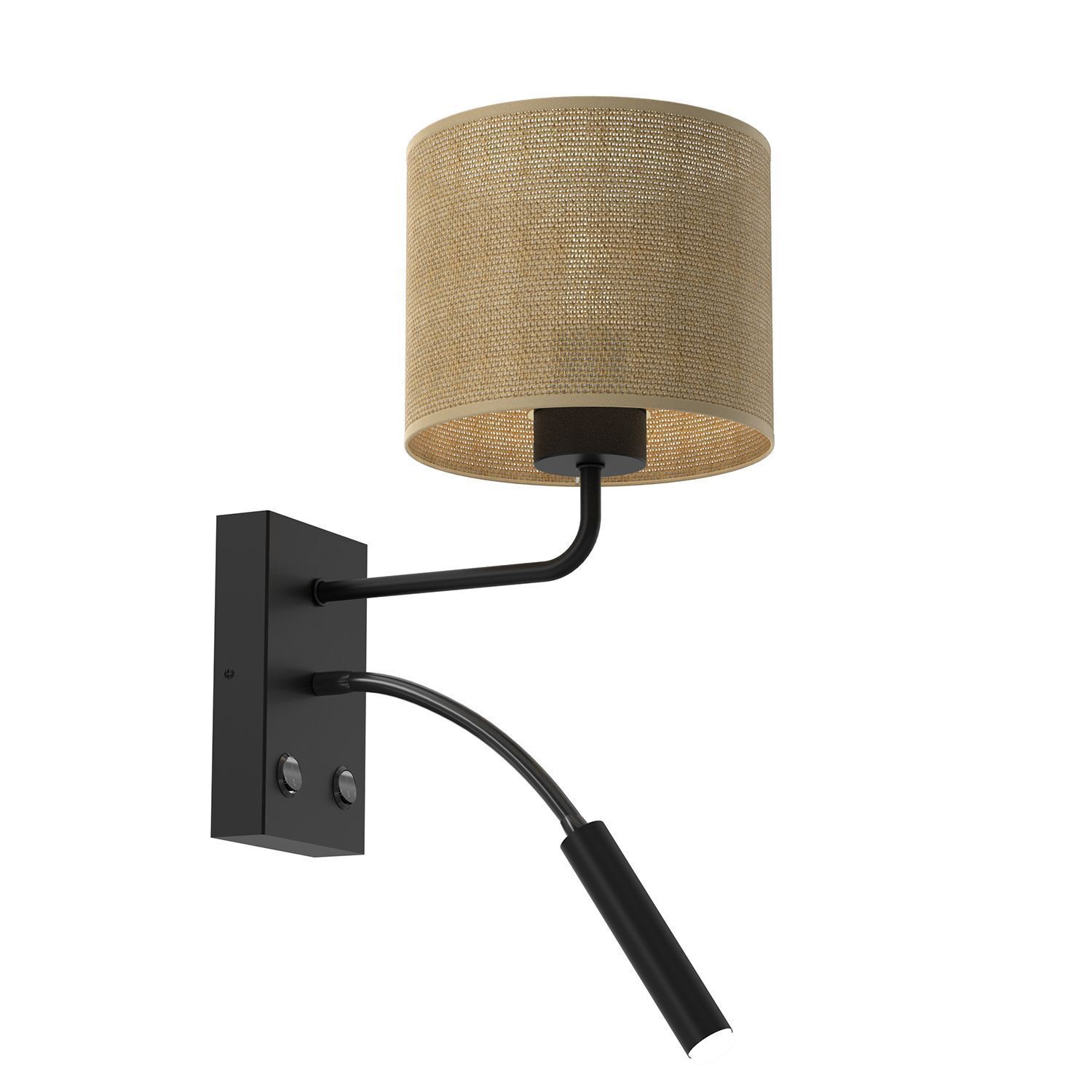 Wandlampe Jute Metall H:38 cm E27 G9 Schalter Lesearm